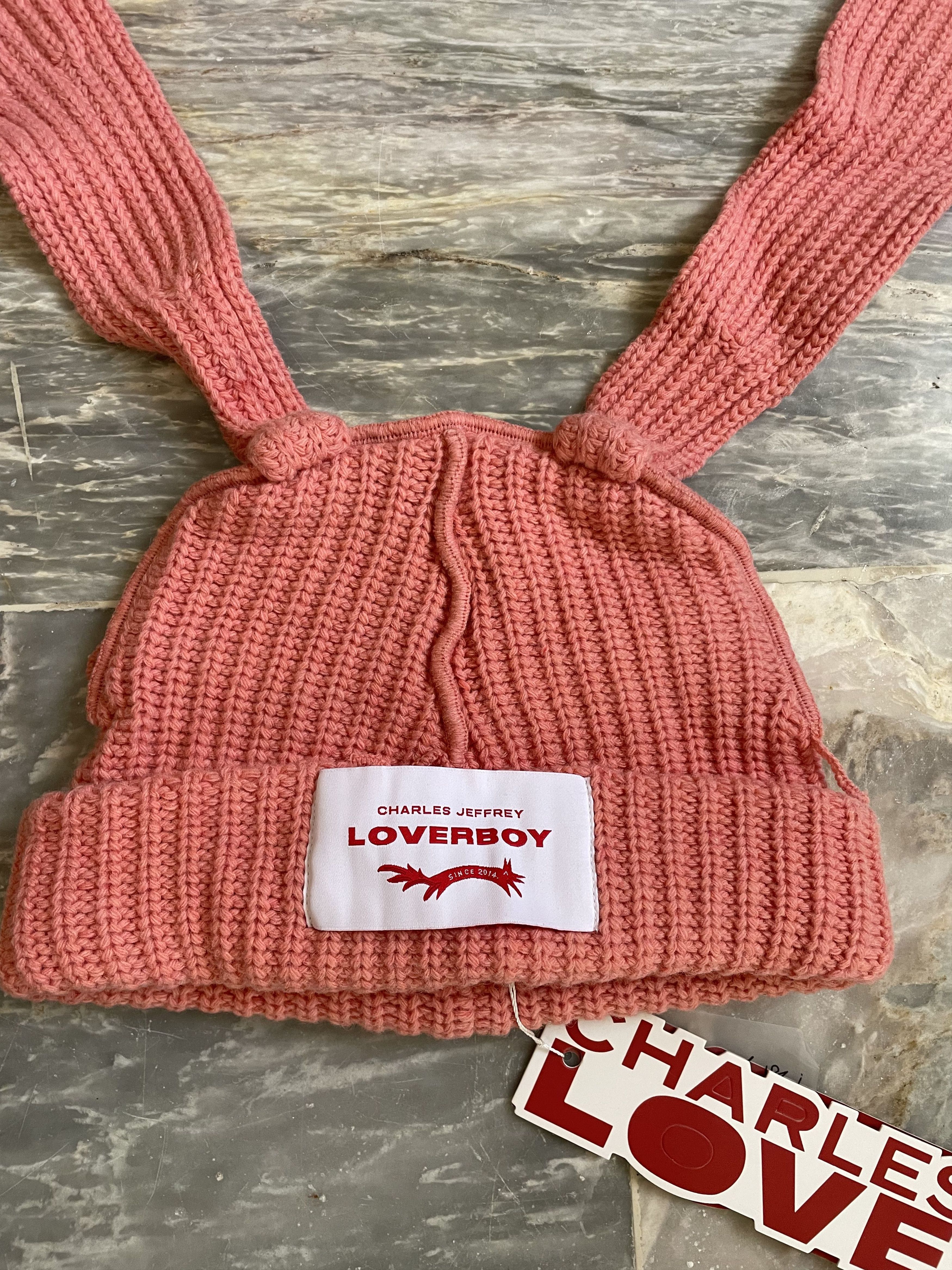 Charles Jeffrey LOVERBOY Charles Jefferey LOVERBOY Pink Bunny Beanie Size ONE SIZE - 2 Thumbnail
