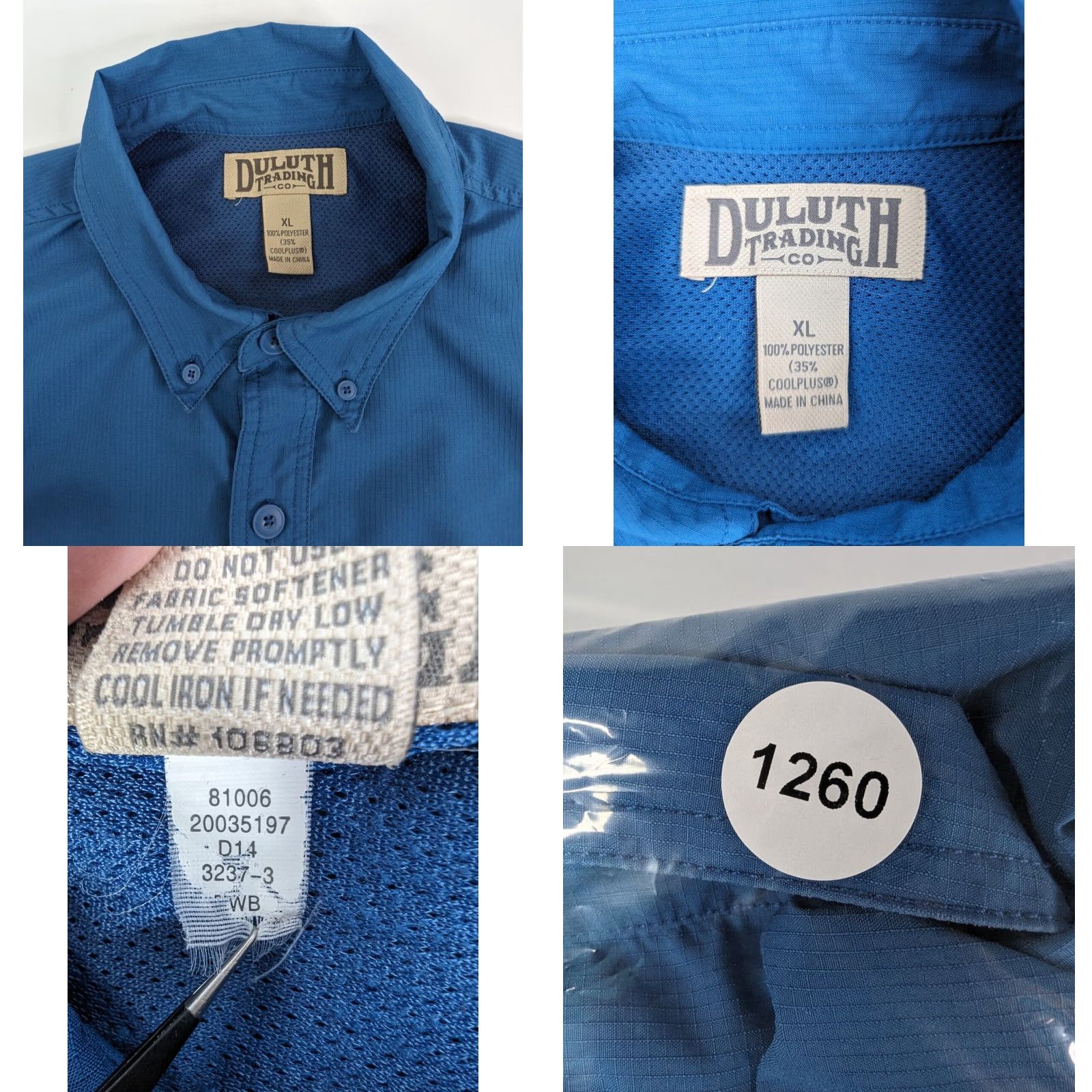Duluth Trading Company Duluth Trading Mens Size XL Button-Up Shirt Coolplus Long Sleeve Vented Blue 81006 Size US XL / EU 56 / 4 - 8 Thumbnail