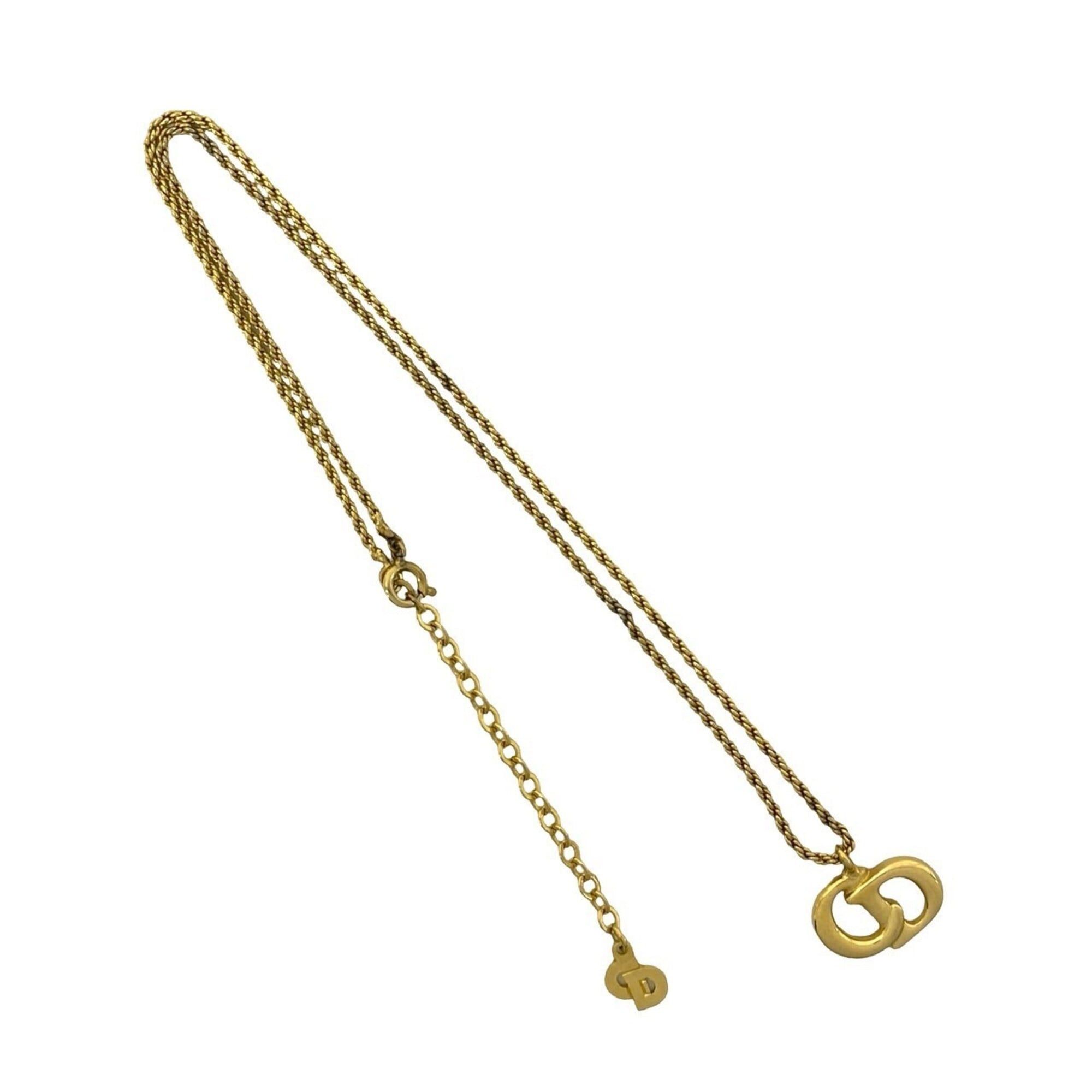 Dior Christian Dior Dior Vintage CD Logo Motif Top GP Necklace Pendant Choker Gold 944-2 Size ONE SIZE - 1 Thumbnail