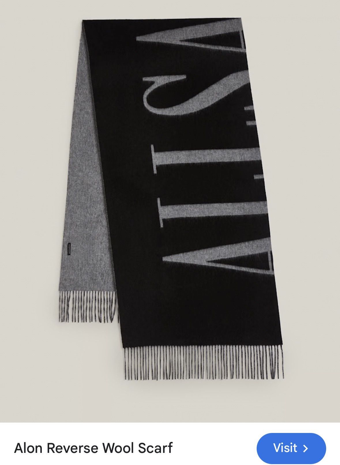Allsaints Reversible Wool Logo Blanket Scarf Size ONE SIZE - 6 Thumbnail