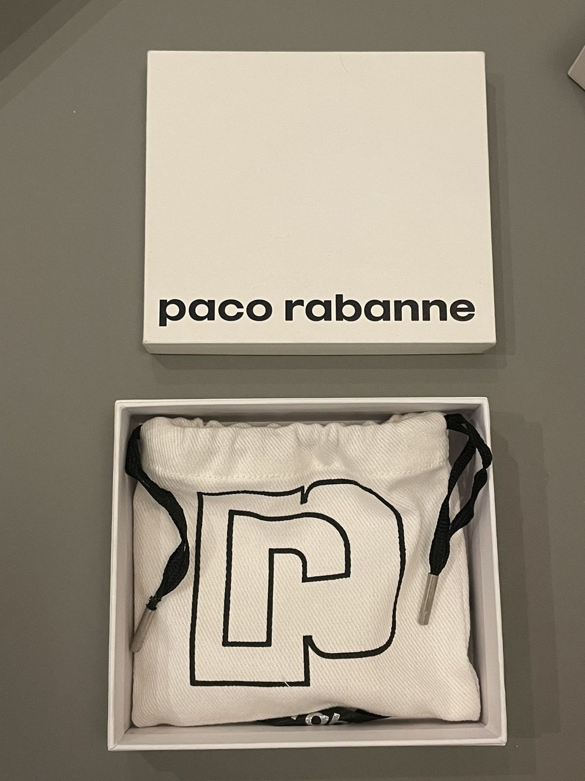 Paco Rabanne Rabanne metallic golden iconic logo ring Size ONE SIZE - 5 Thumbnail