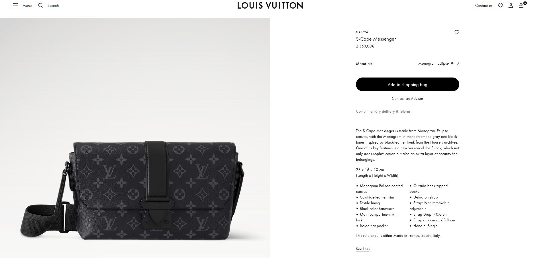 Louis Vuitton Louis Vuitton S-Cape Messenger Shoulder Bag Monogram Eclipse Size ONE SIZE - 2 Thumbnail