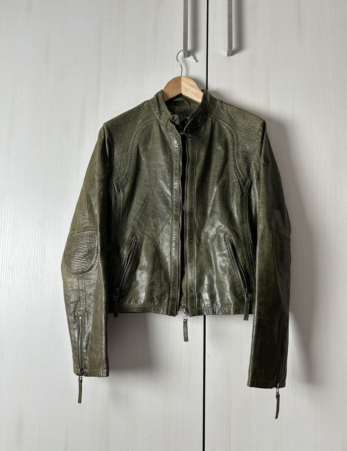 Gypsy Gypsy green washed women’s biker leather jacket Size M / US 6-8 / IT 42-44 - 4 Thumbnail