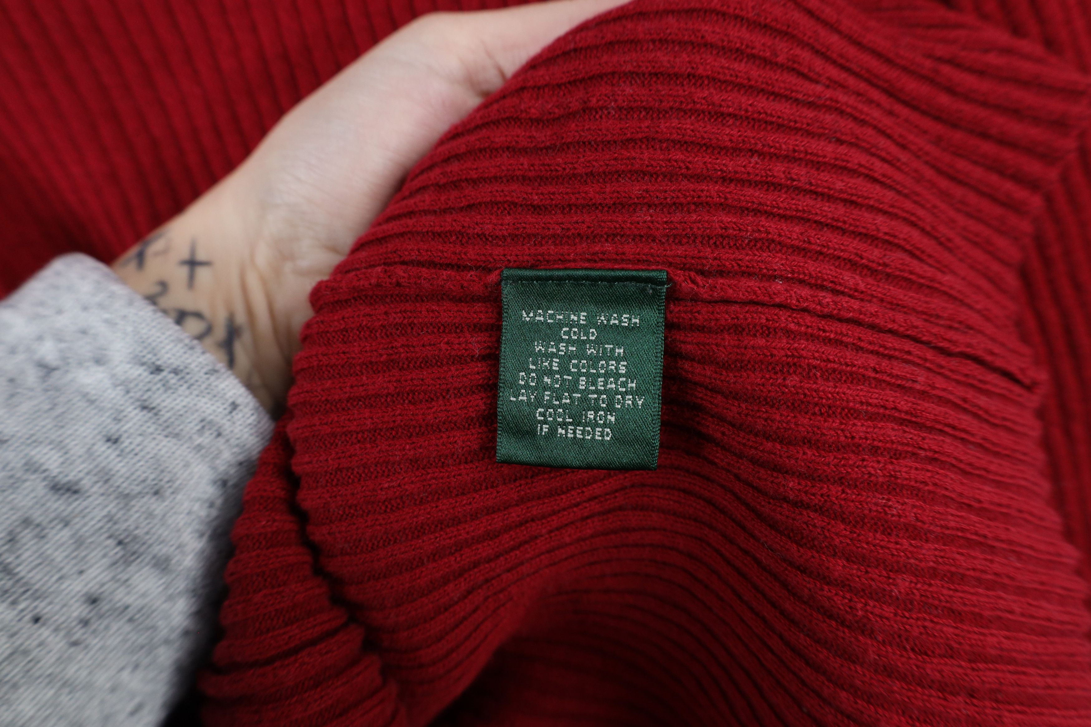 Ralph Lauren × Vintage Vintage 90s Ralph Lauren Ribbed Knit Turtleneck Sweater Red Size S / US 4 / IT 40 - 8 Thumbnail