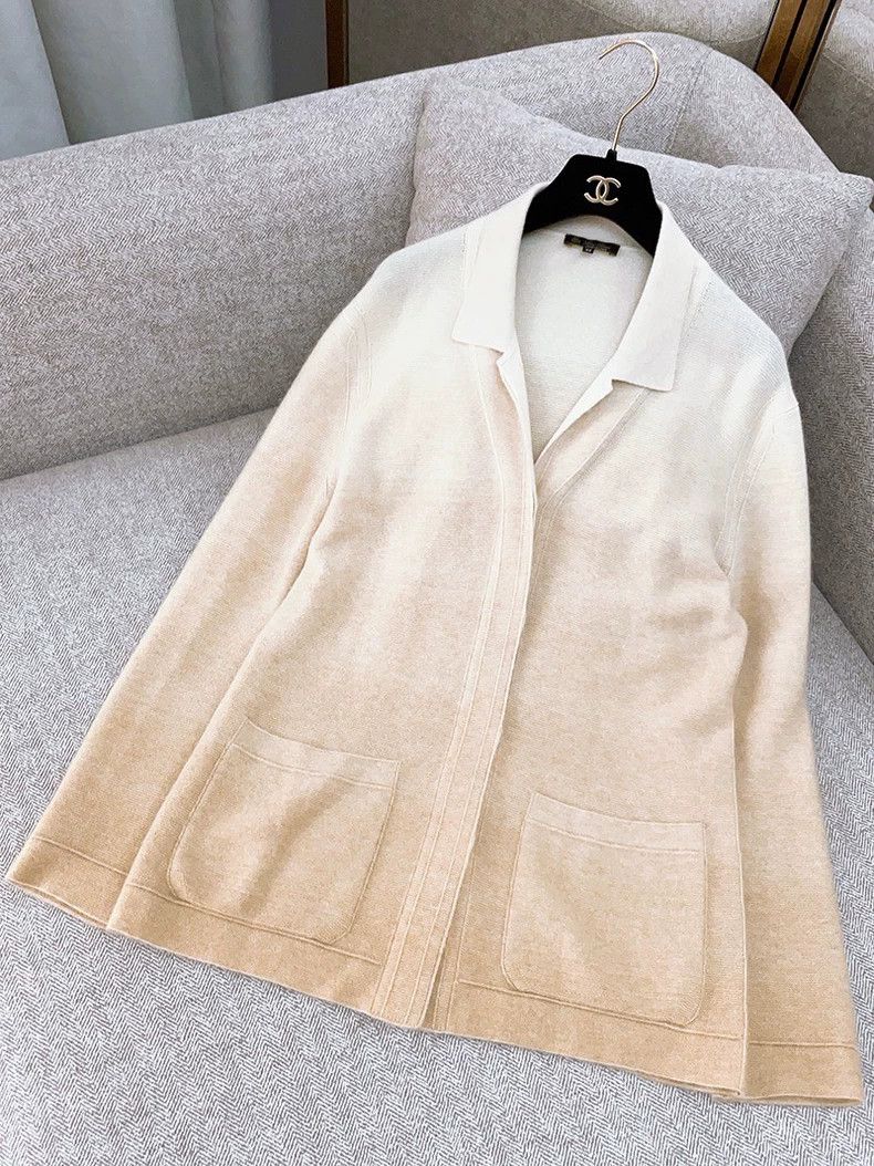Loro Piana LORO PIANA Pale yellow gradient cashmere cardigan Size M / US 6-8 / IT 42-44 - 2 Thumbnail