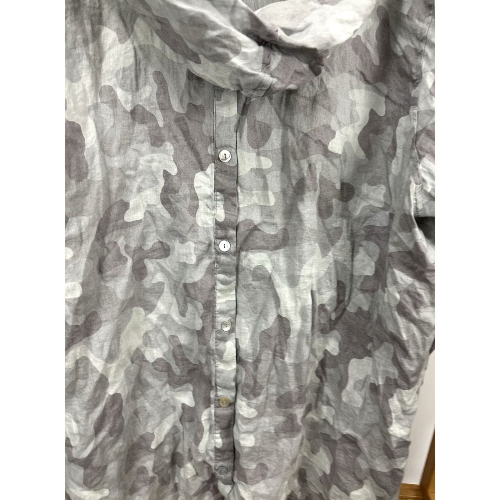 Vintage VINTAGE C&C California Tunic Top 3X Linen Gray Camouflage Hoodie Oversized Lagenlook Size XXL / US 16-18 / IT 52-54 - 6 Thumbnail