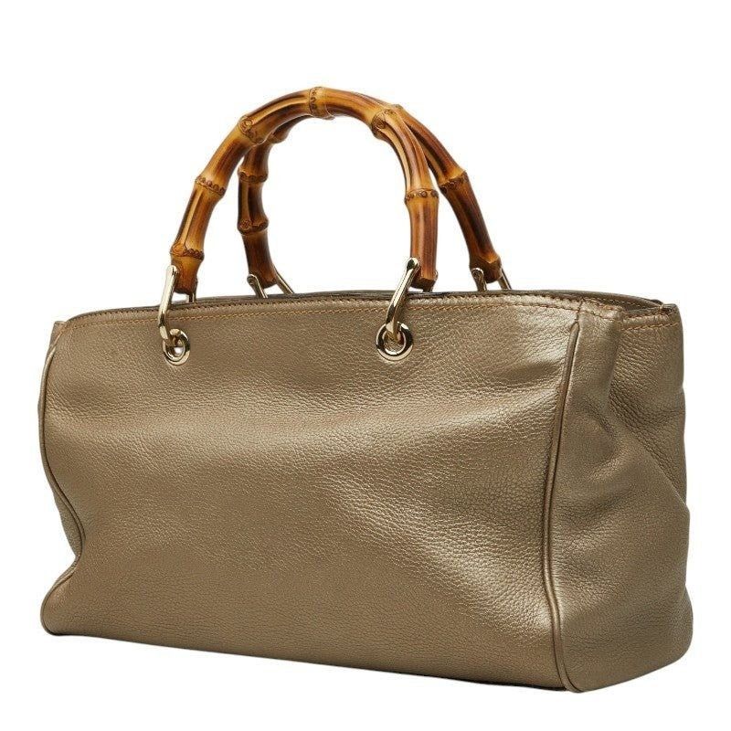 Gucci Gucci Bamboo Leather Handbag Gold Size ONE SIZE - 2 Thumbnail