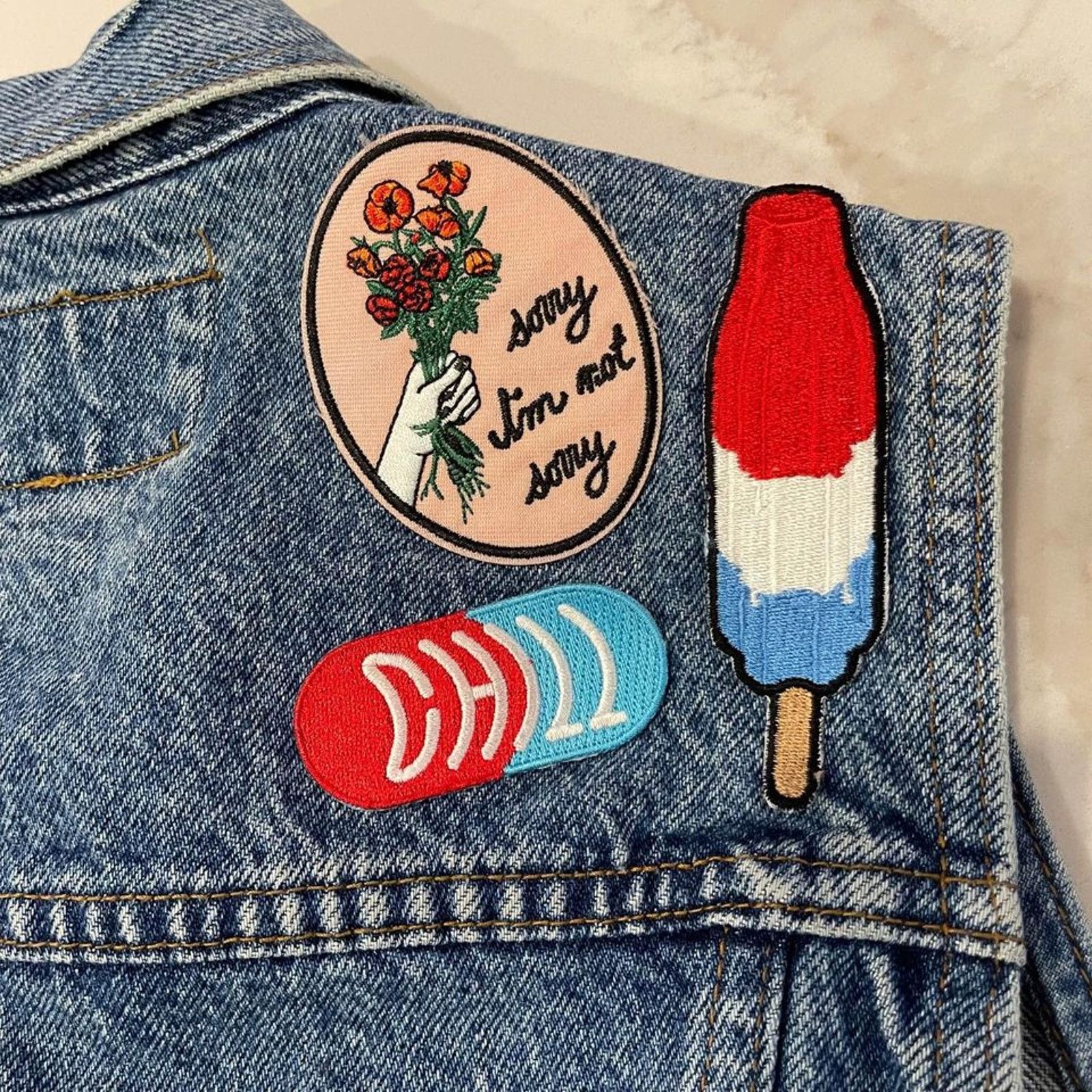 Other Vintage Genuine Authentic Denim Vest Cat Patch Womens Medium Size L / US 10 / IT 46 - 6 Thumbnail