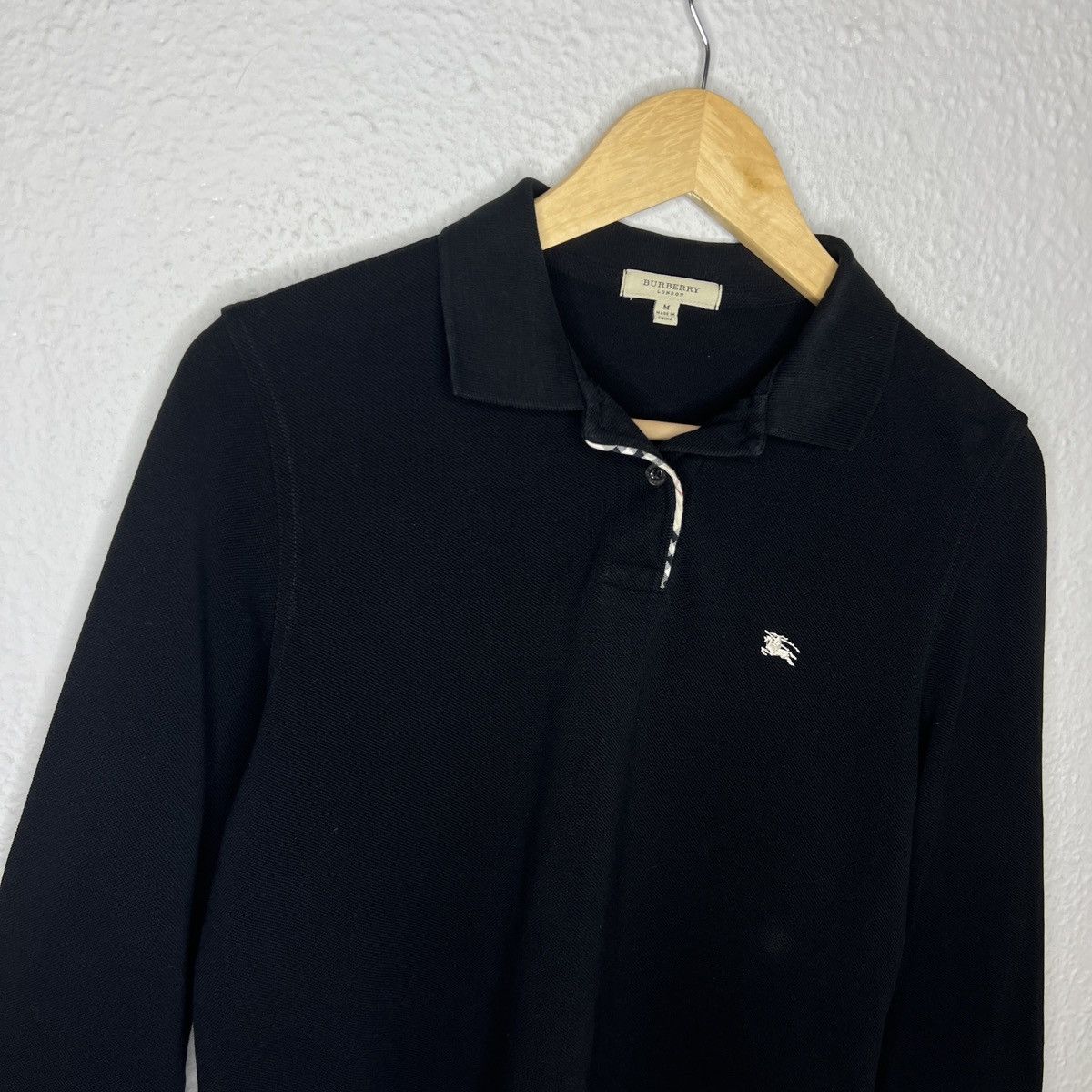 Burberry × Designer Burberry Polo Longsleeve Blouse Sweatshirt Black Logo Size M / US 6-8 / IT 42-44 - 4 Thumbnail
