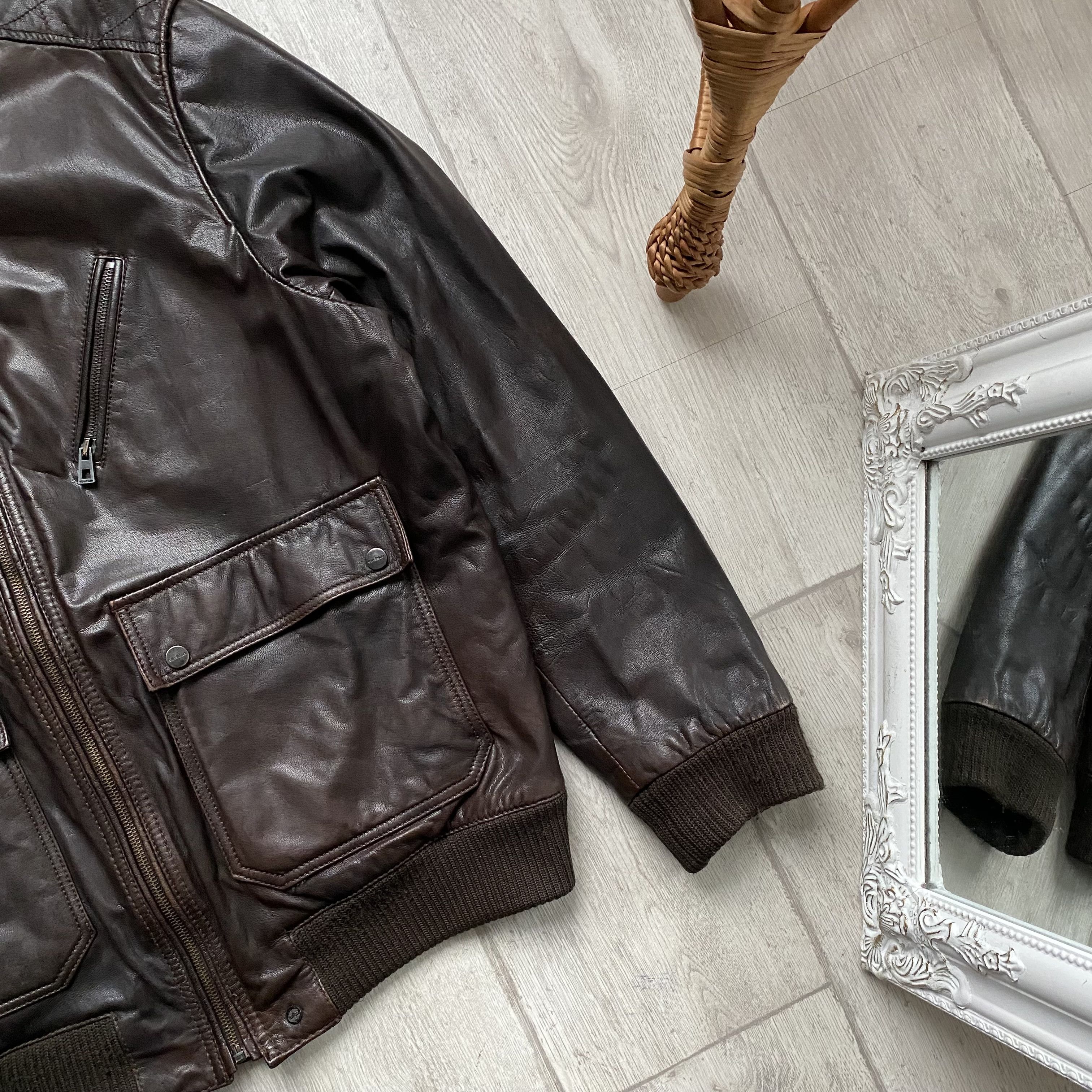 Genuine Leather Vintage Strellson Brown Real Leather Racing Moto Jacket Size US L / EU 52-54 / 3 - 4 Thumbnail