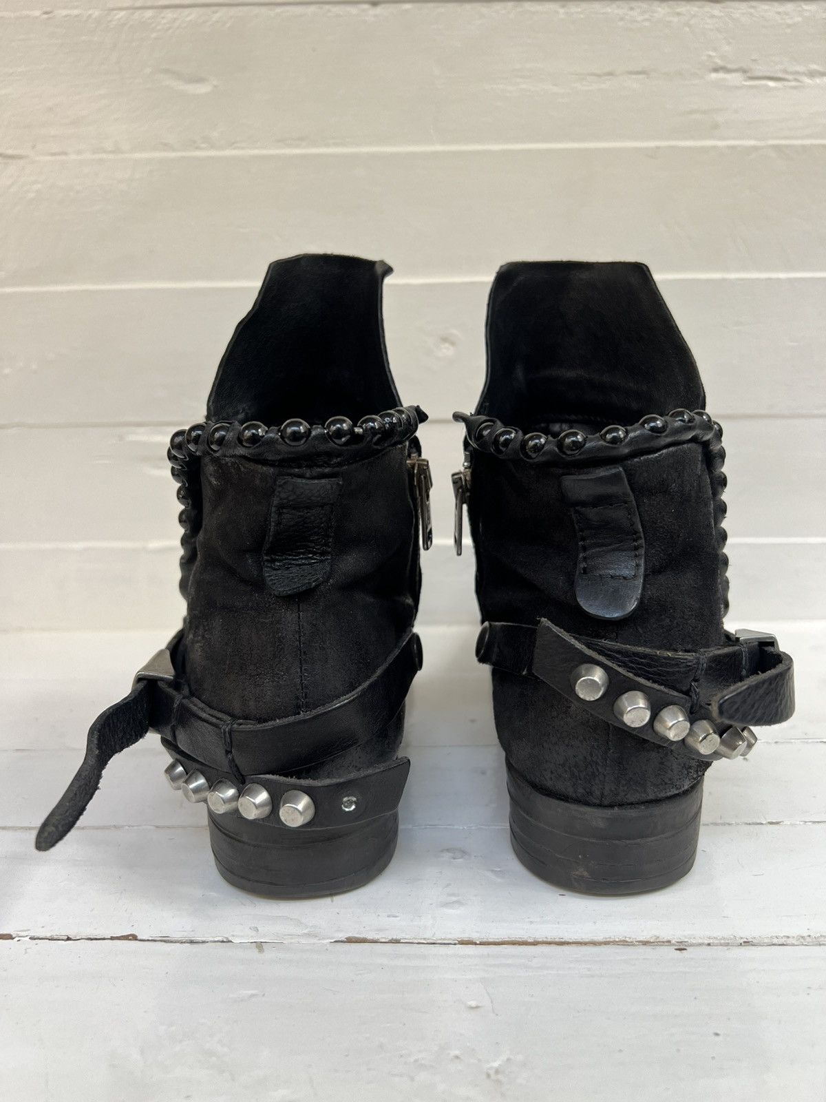 A.S.98 AS98 black Leather Biker Ankle Boots Size US 9 / IT 39 - 8 Thumbnail