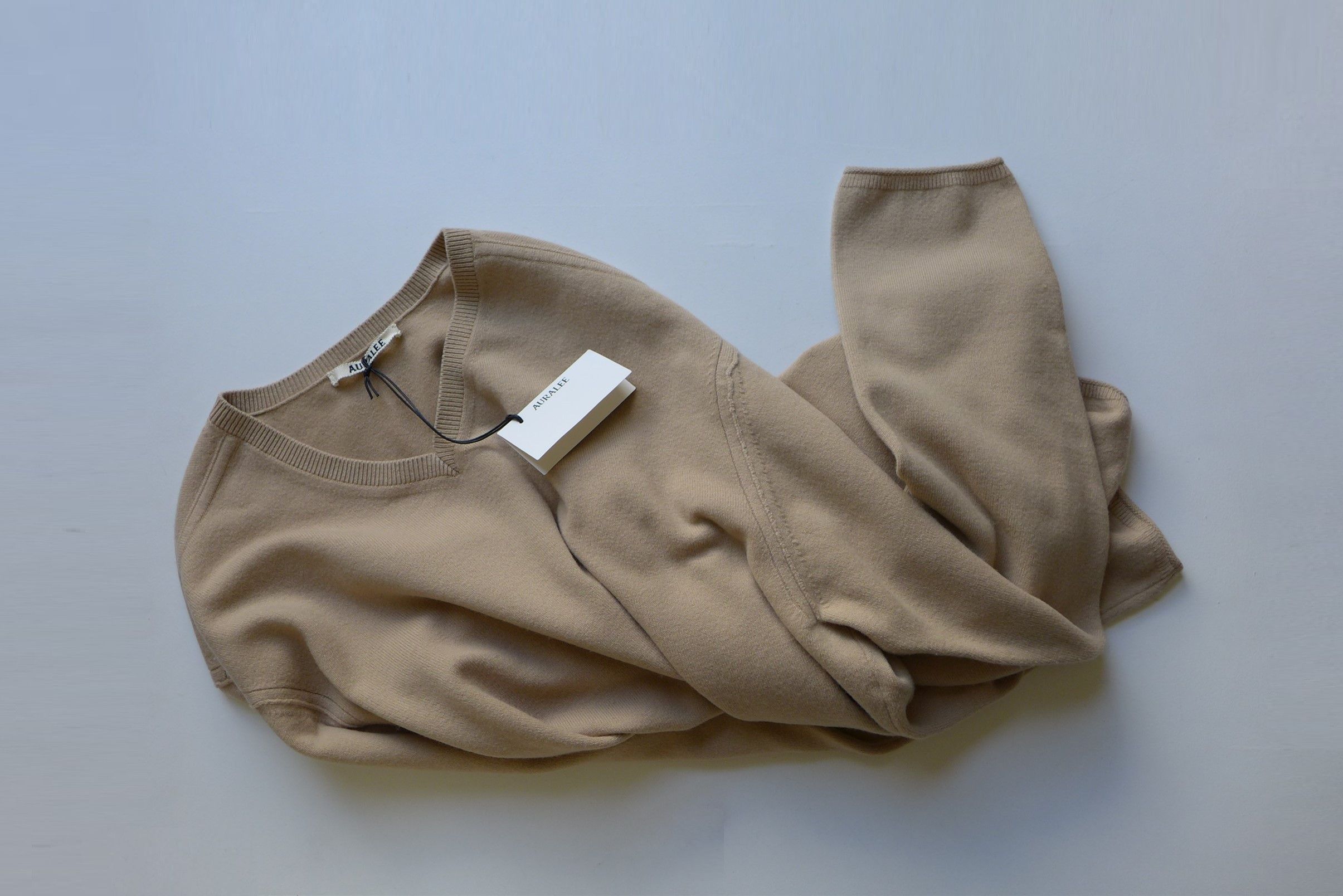Auralee Auralee V-Neck Sweater - Beige Felted Wool Size US L / EU 52-54 / 3 - 4 Thumbnail