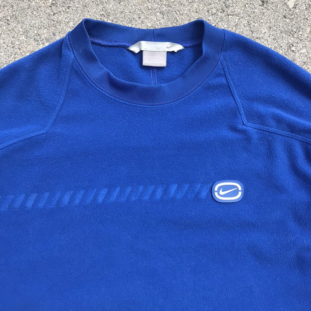 Nike × Vintage Vtg Y2K 00s Nike Rubber Logo fleece blue Sz L Size US L / EU 52-54 / 3 - 3 Thumbnail