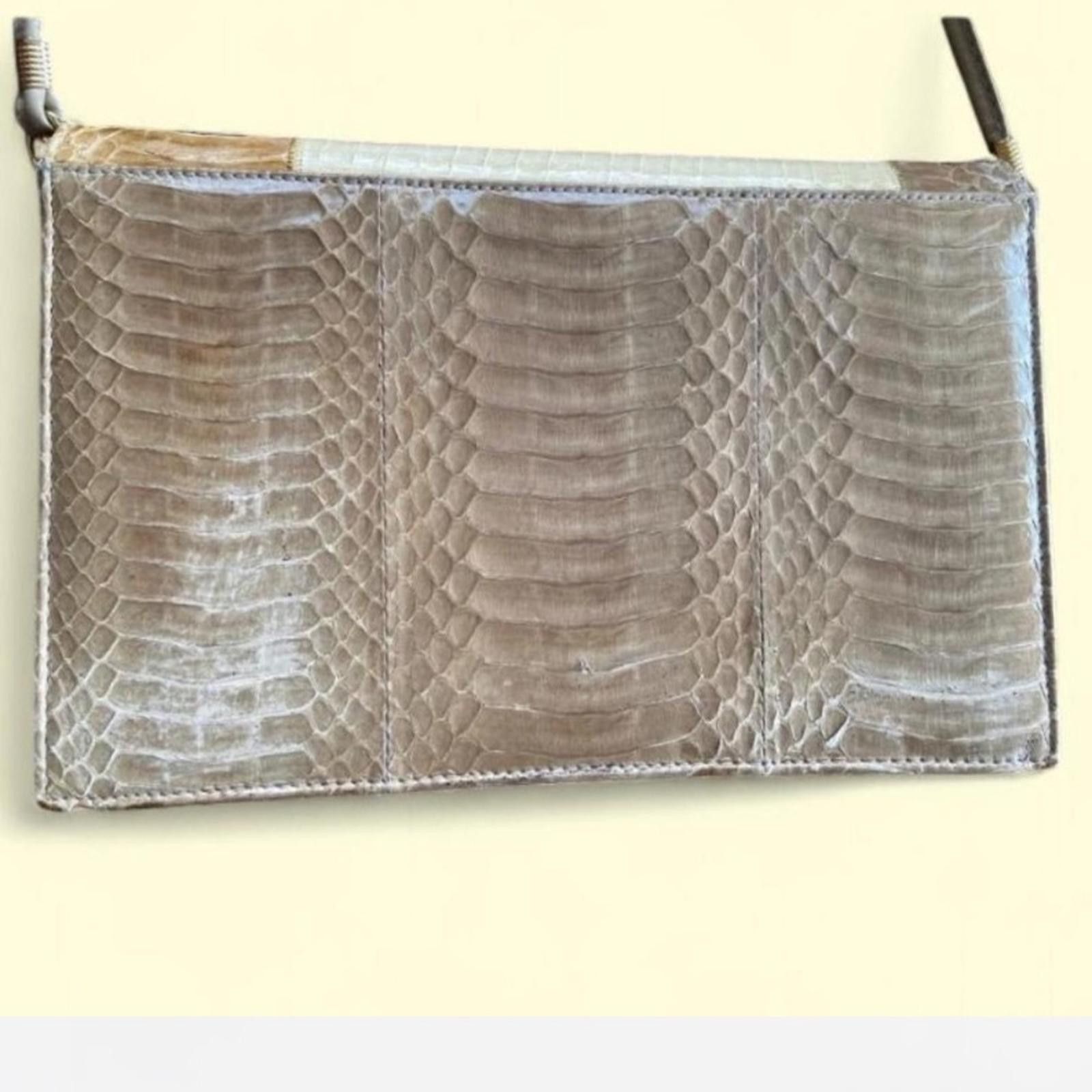 Designer Vintage 70s J Renee Snakeskin Clutch Satchel Handbag Size ONE SIZE - 3 Thumbnail