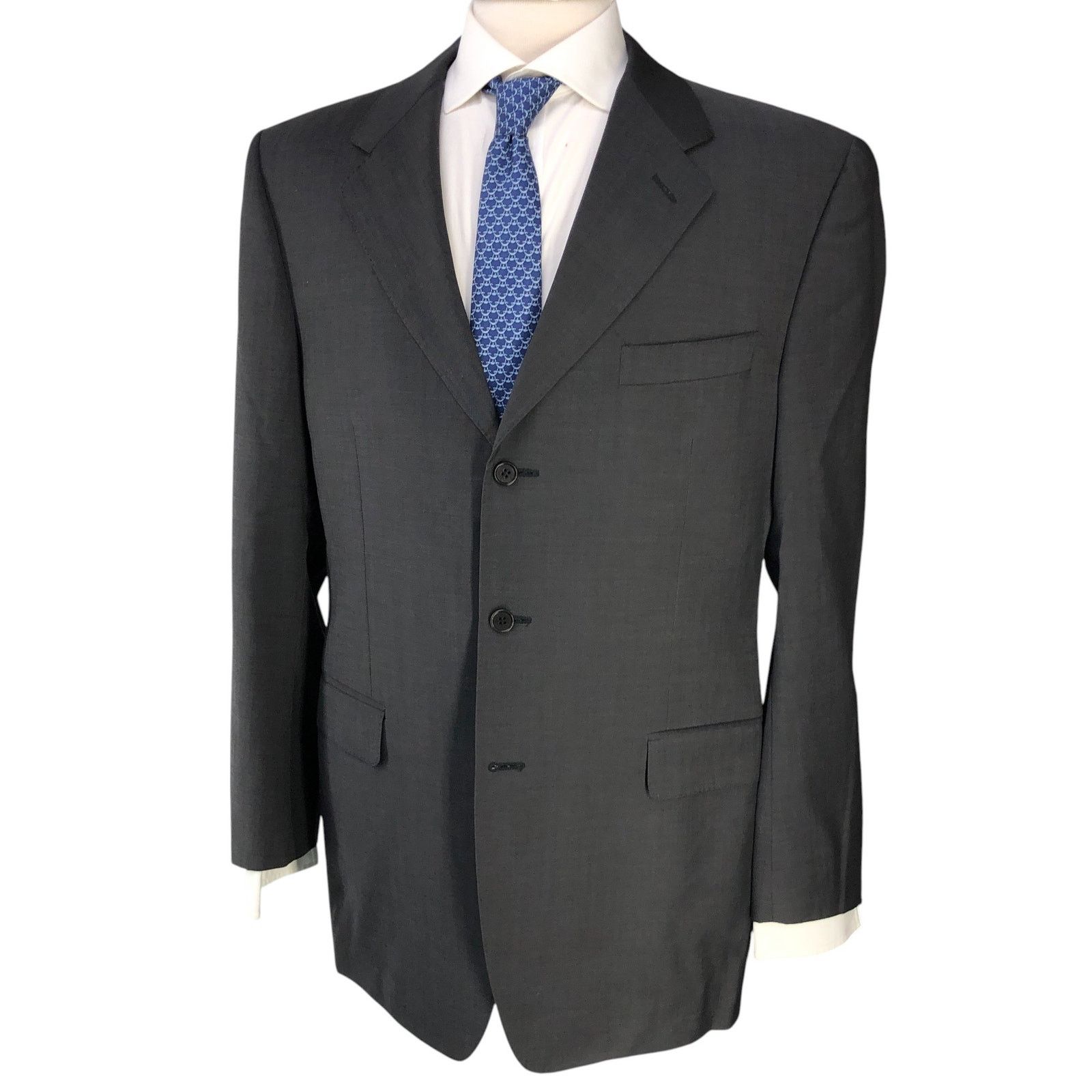 Canali Canali Size IT 52 US 42L Sport Coat Super 120s Wool Charcoal Size 42L - 1 Thumbnail