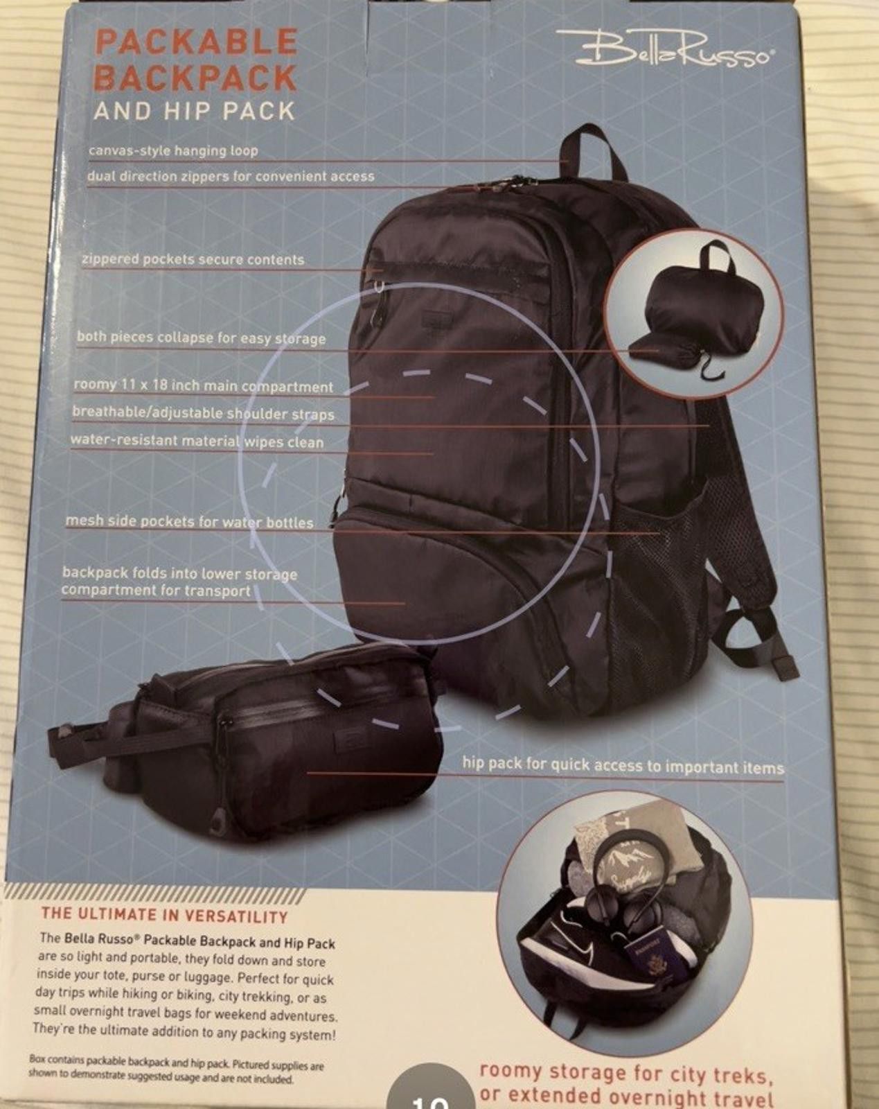 Designer Bella Russo Packable Backpack & Fanny Hip Pack Size ONE SIZE - 3 Thumbnail