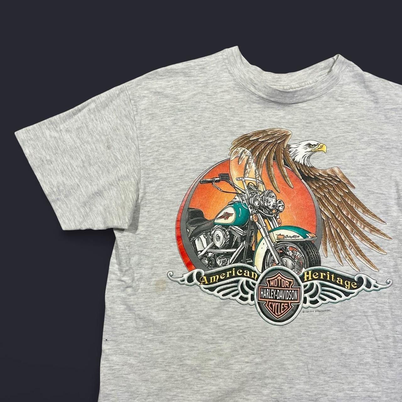 Harley Davidson × Vintage Vintage 1991 Harley Davidson Motorcycle Eagle T-Shirt Size US L / EU 52-54 / 3 - 2 Thumbnail