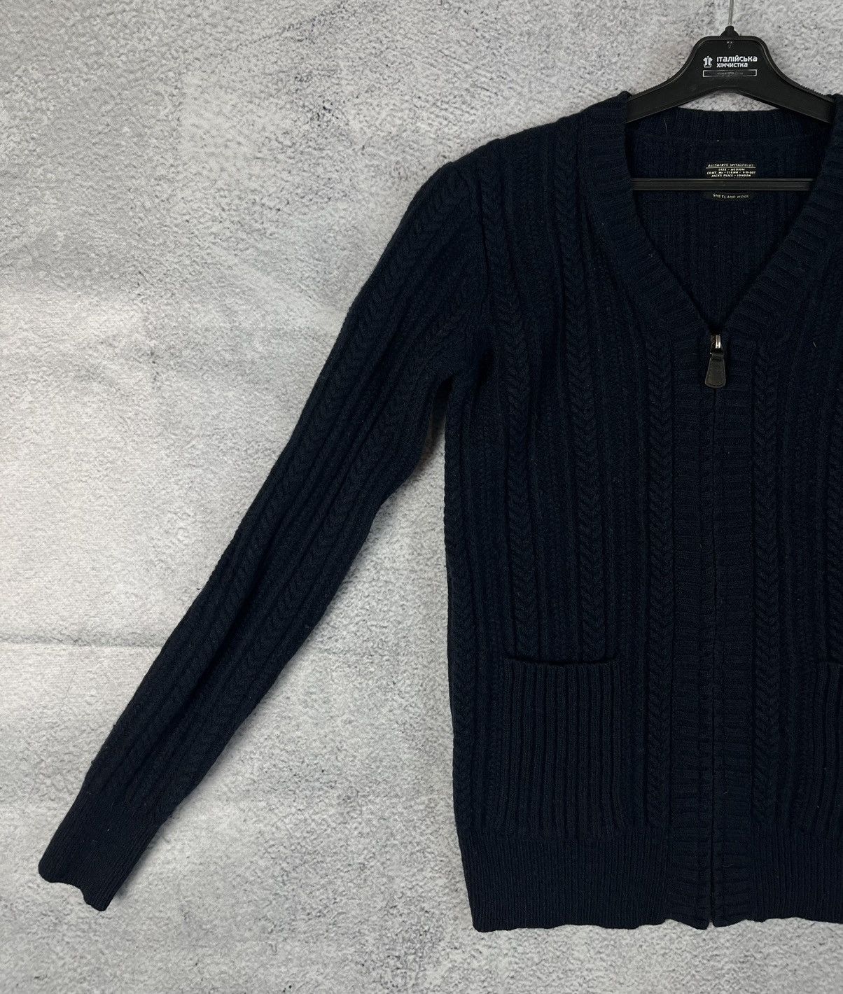 20471120 × Allsaints All saints Shetland zip wool cardigan Size US M / EU 48-50 / 2 - 5 Thumbnail