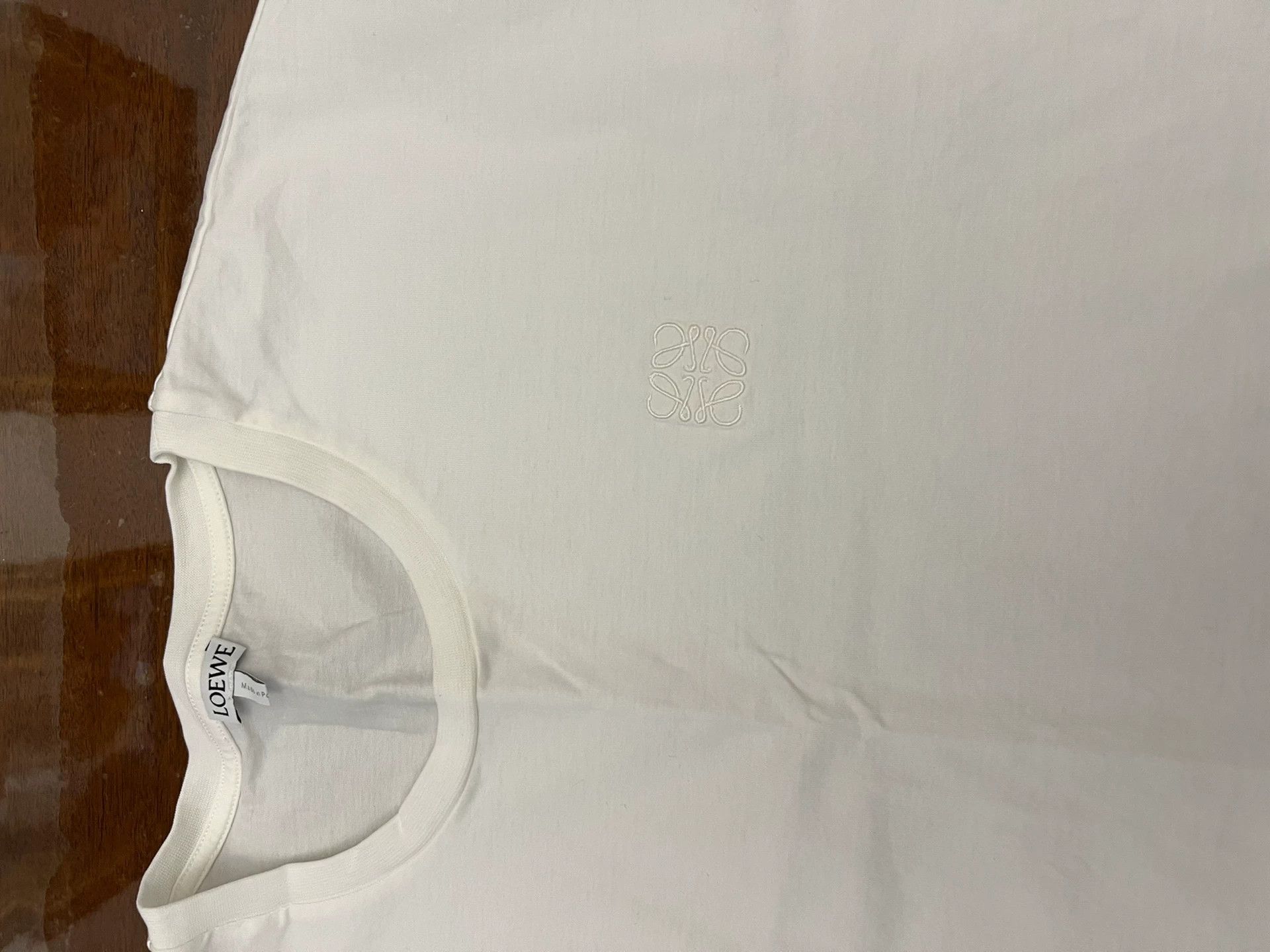 Loewe LOEWE Dropped Shoulder Embroidered Logo White Tee S Size S / US 4 / IT 40 - 2 Thumbnail