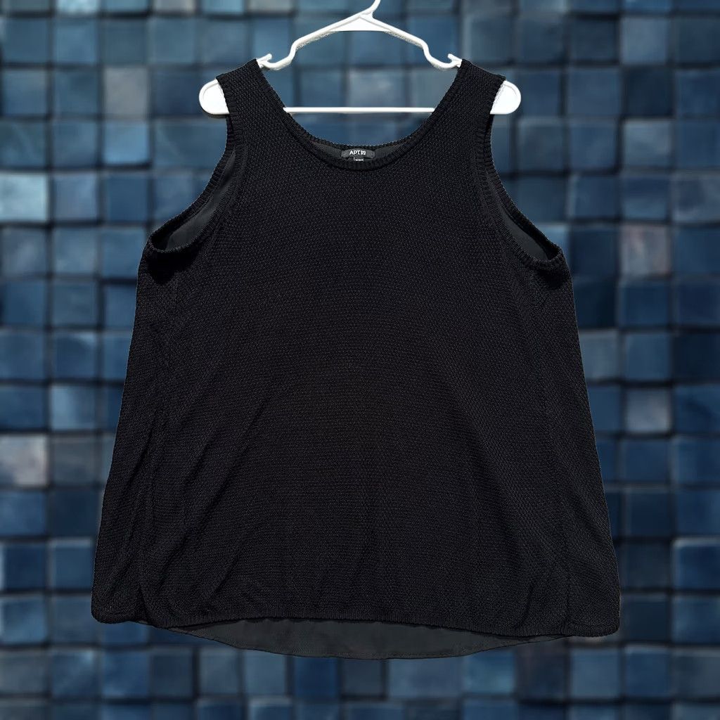 Essentials Apt 9 Essentials Tank Womens 1X Black Knit Rayon Sleeveless Open Back Scoop Neck Casual Shirt Womens 1X Black Rayon Knit Tank Size XL / US 12-14 / IT 48-50 - 1 Thumbnail