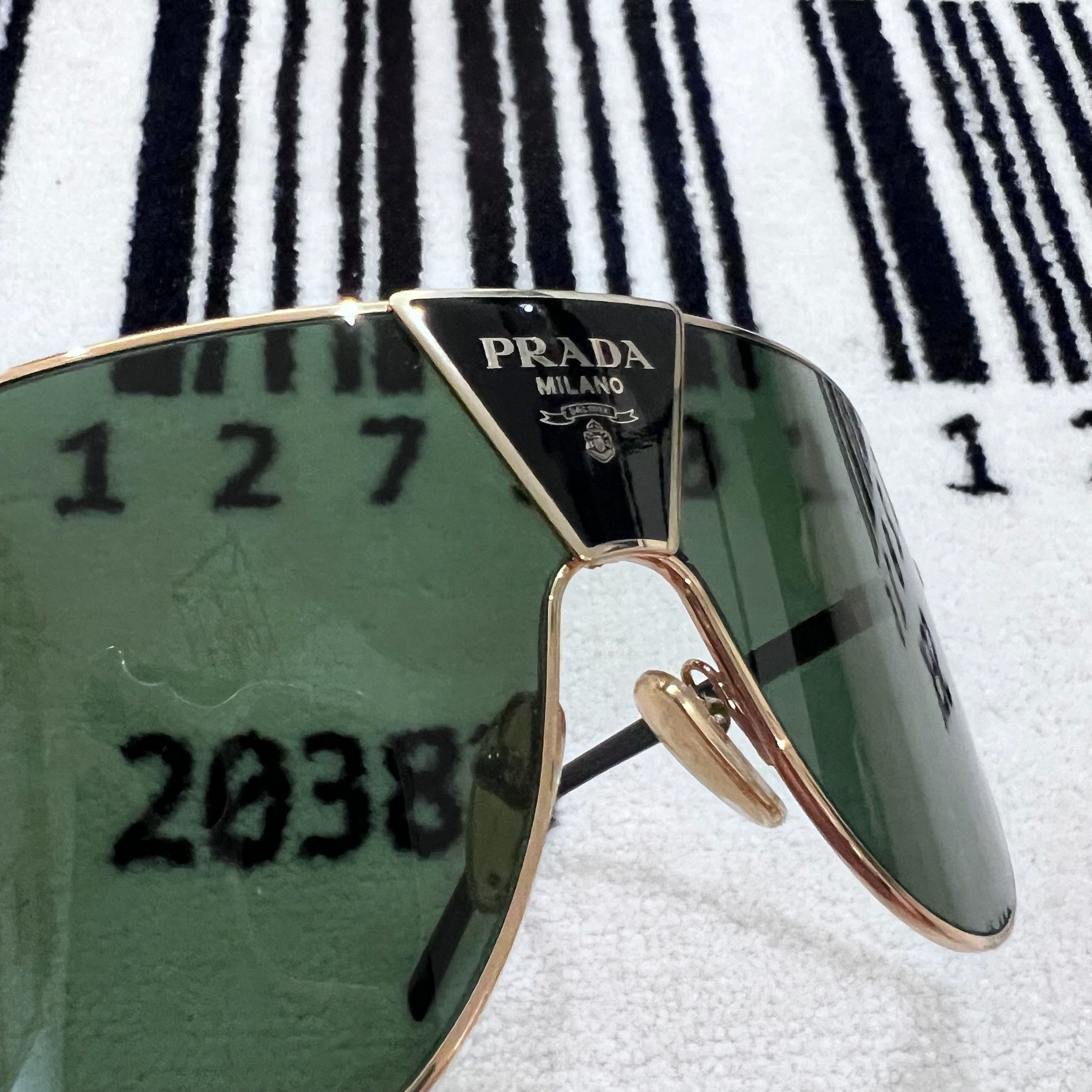 Prada Prada 0PR 69ZS Logo Shield Wrap Mask Runway Sunglasses Size ONE SIZE - 5 Thumbnail