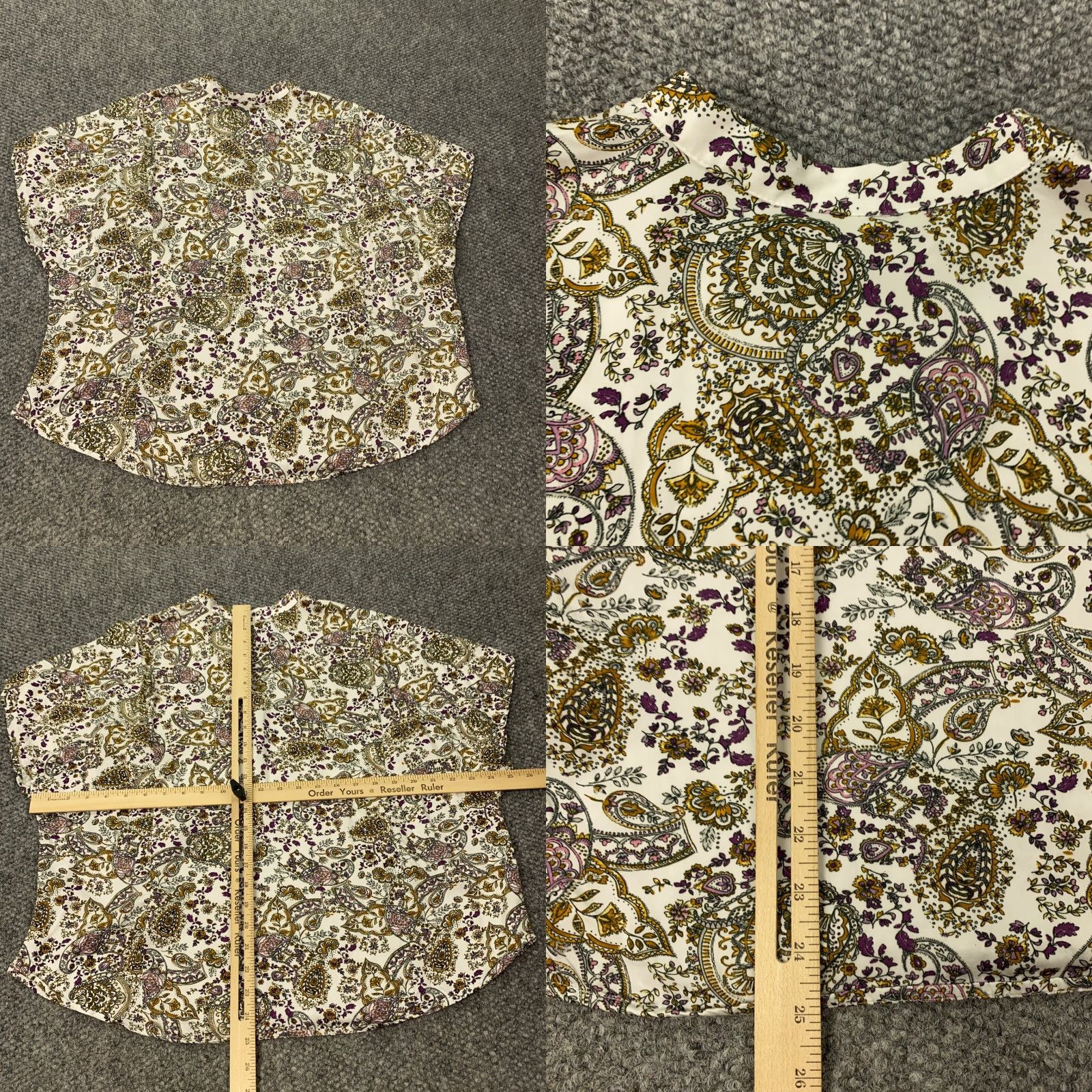 J. Jill J. Jill Womens Blouse V-Neck Short Sleeve Paisley Multicolor Adult Medium Flowy Size M / US 6-8 / IT 42-44 - 8 Thumbnail