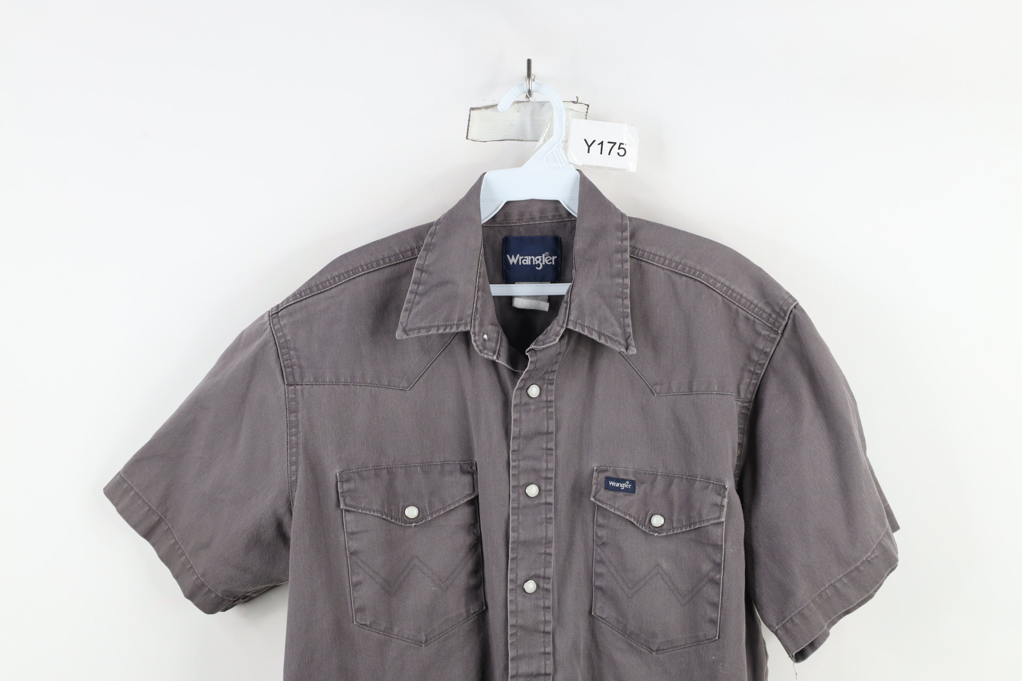 Vintage × Wrangler Vintage 90s Wrangler Western Cowboy Snap Button Shirt Gray Size US L / EU 52-54 / 3 - 2 Thumbnail