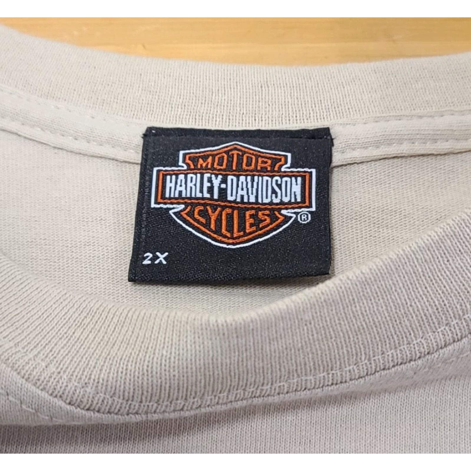 Harley Davidson VINTAGE Harley-Davidson Mens Shirt 2X 2013 Fall Ride Tomahawk WI Beige Cotton Crew Neck Short Sleeve T-Shirt Men Size US XXL / EU 58 / 5 - 3 Thumbnail