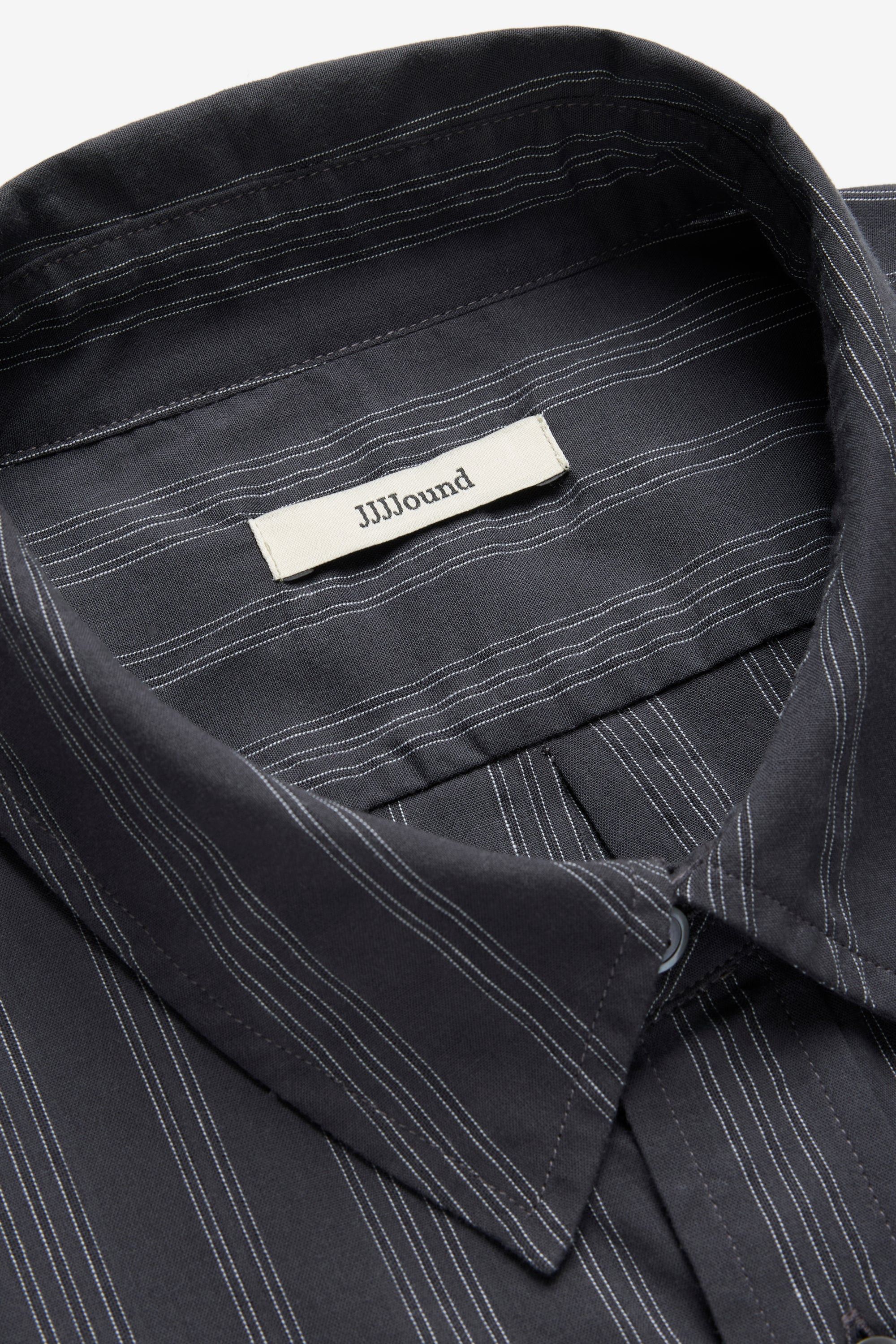 JJJJound 💚 JJJJound Striped Button Up Shirt Charcoal/Off White NEW Size US L / EU 52-54 / 3 - 4 Thumbnail