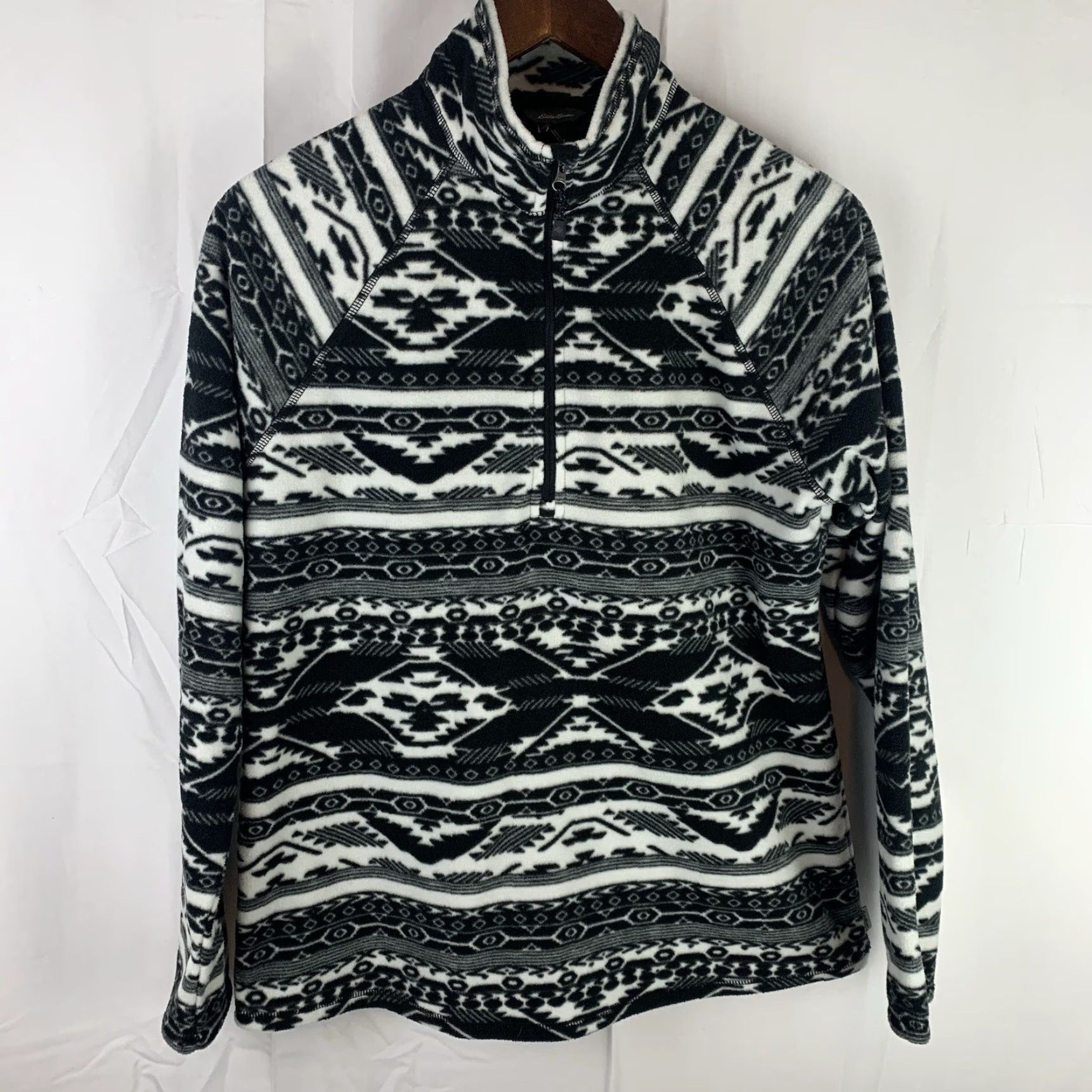Eddie Bauer Eddie Bauer Womens Fleece Pullover Sweater 1/4 Zip Black Aztec Sz M Southwestern Womens Size M / US 6-8 / IT 42-44 - 2 Thumbnail