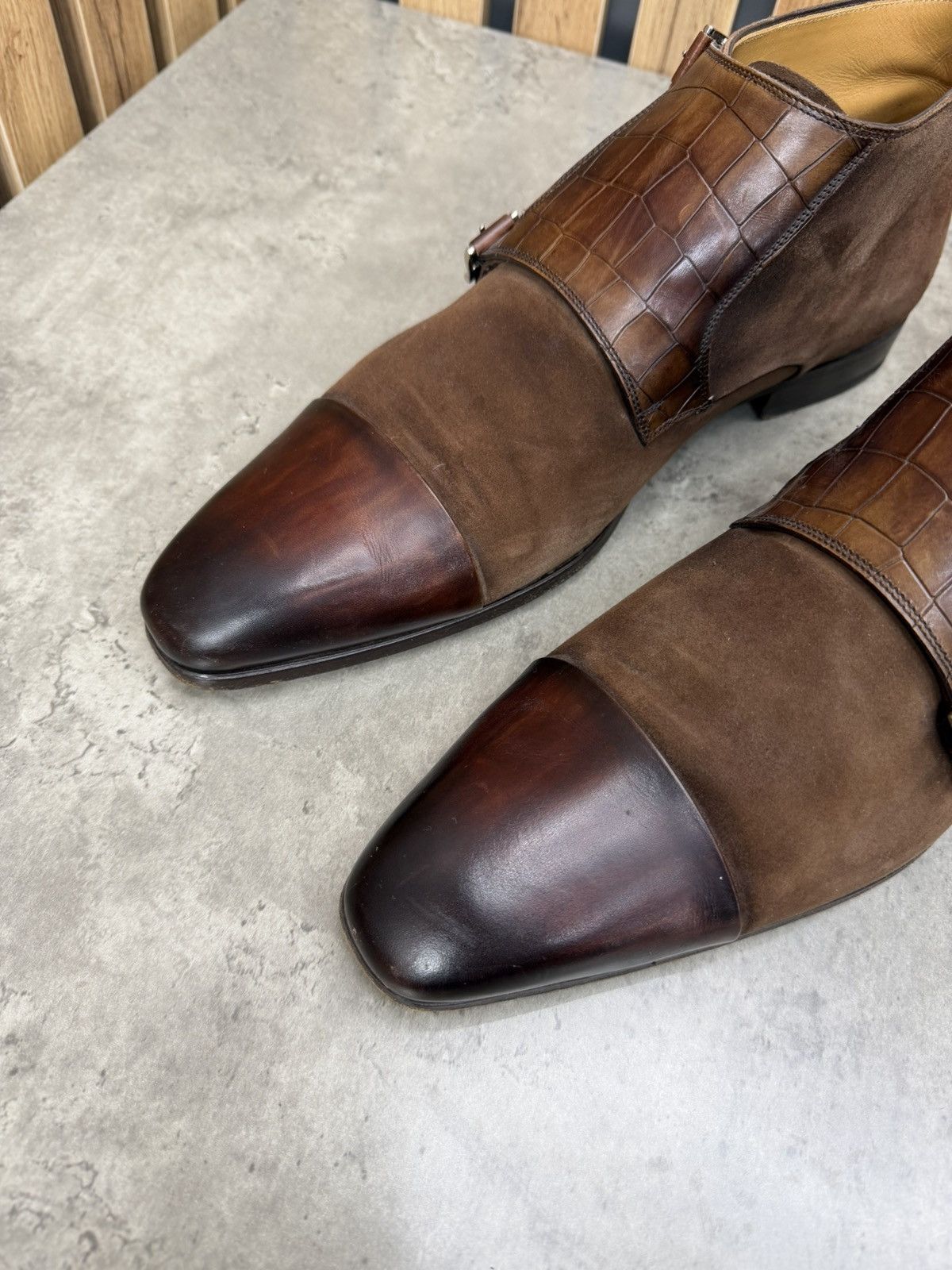 Magnanni Magnanni Double Monk Strap Ankle Boots Brown Suede Leather Size US 13 / EU 46 - 5 Thumbnail