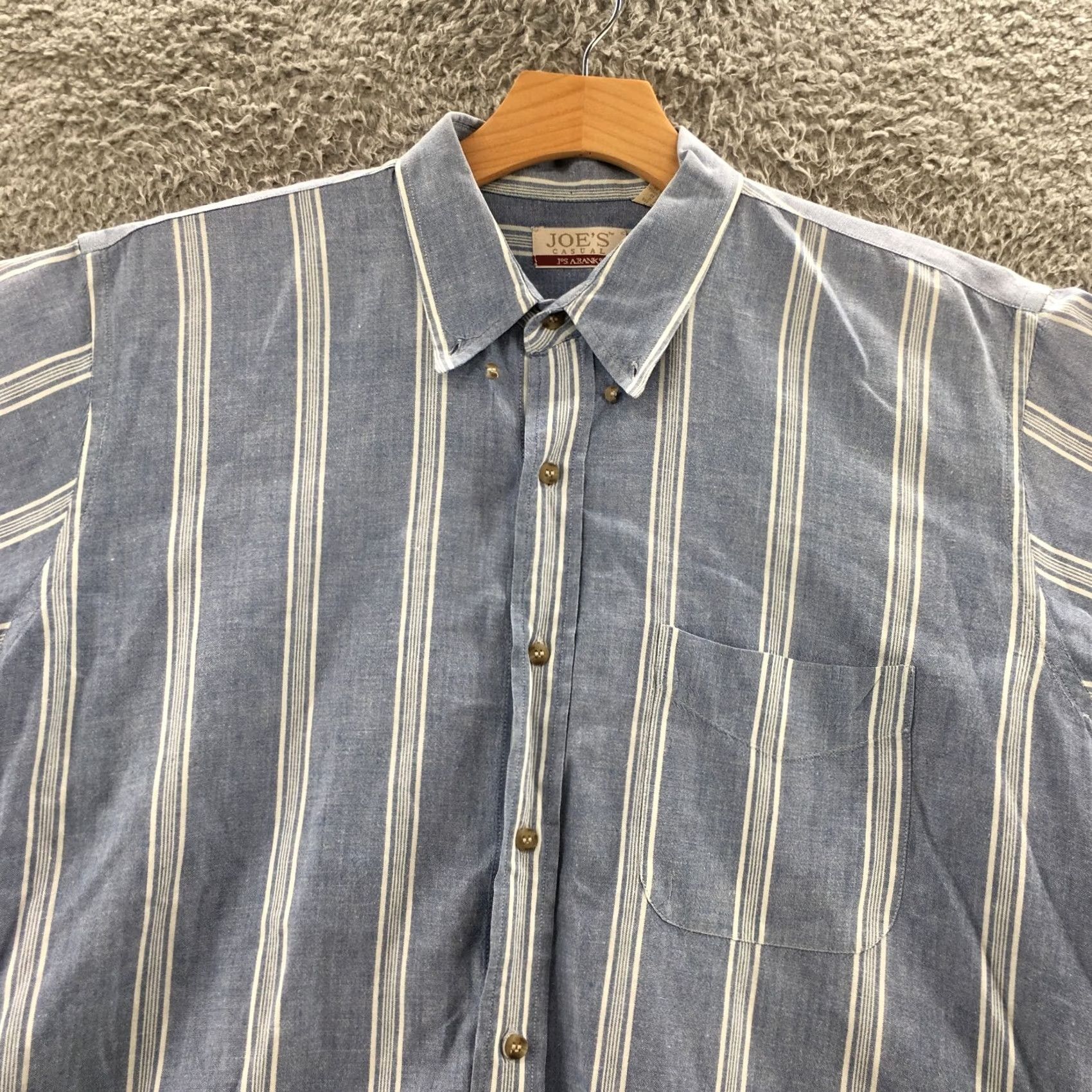 Jos. A. Bank Jos A Bank Joe's Casual Shirt Mens L Blue Striped Short Sleeve Button Up Cotton Size US L / EU 52-54 / 3 - 2 Thumbnail