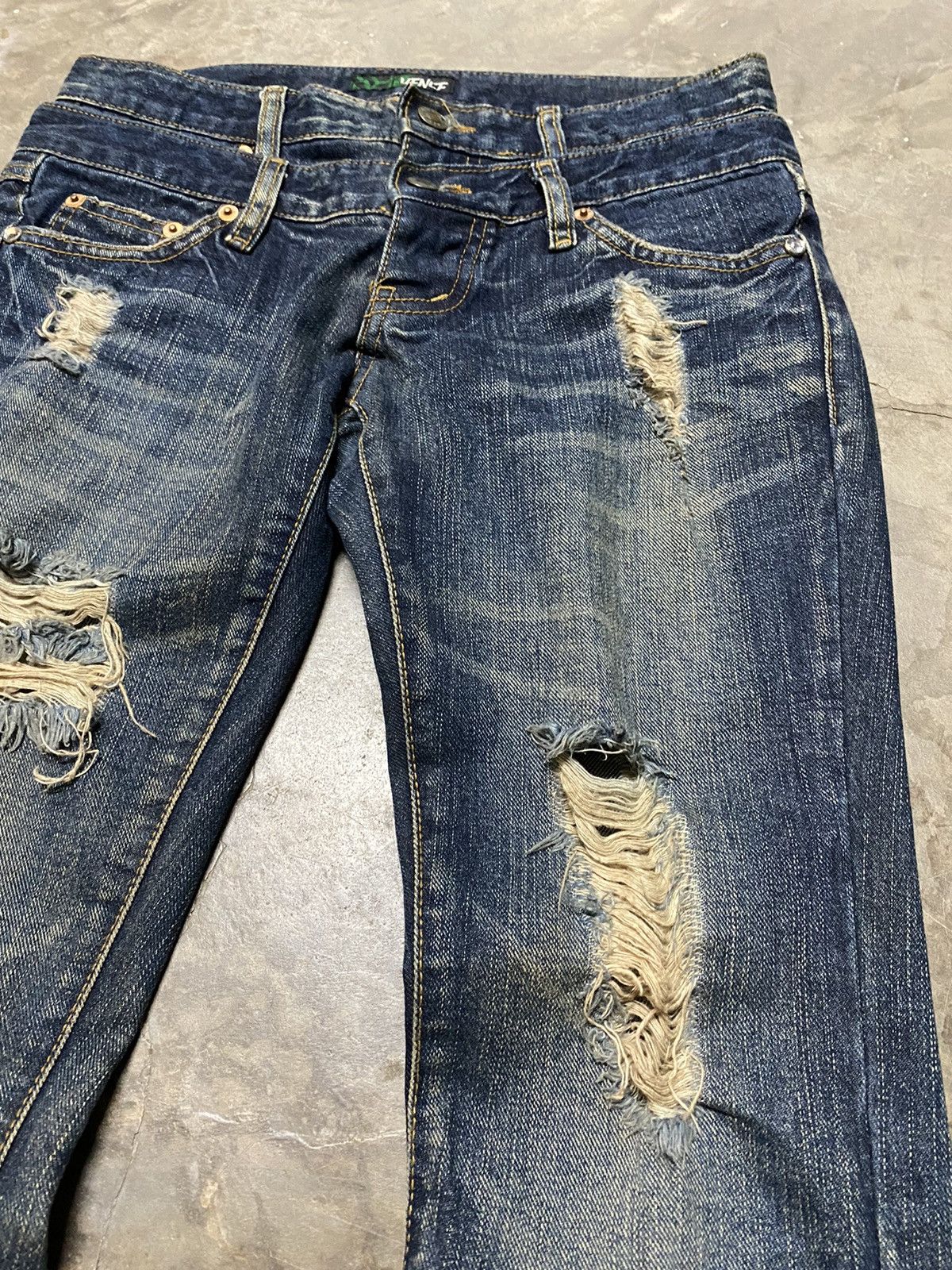 Beauty Beast × Hysteric Glamour × Japanese Brand Flare Jeans Vence Double Waist Ripped Distressed Size US 28 / EU 44 - 5 Thumbnail