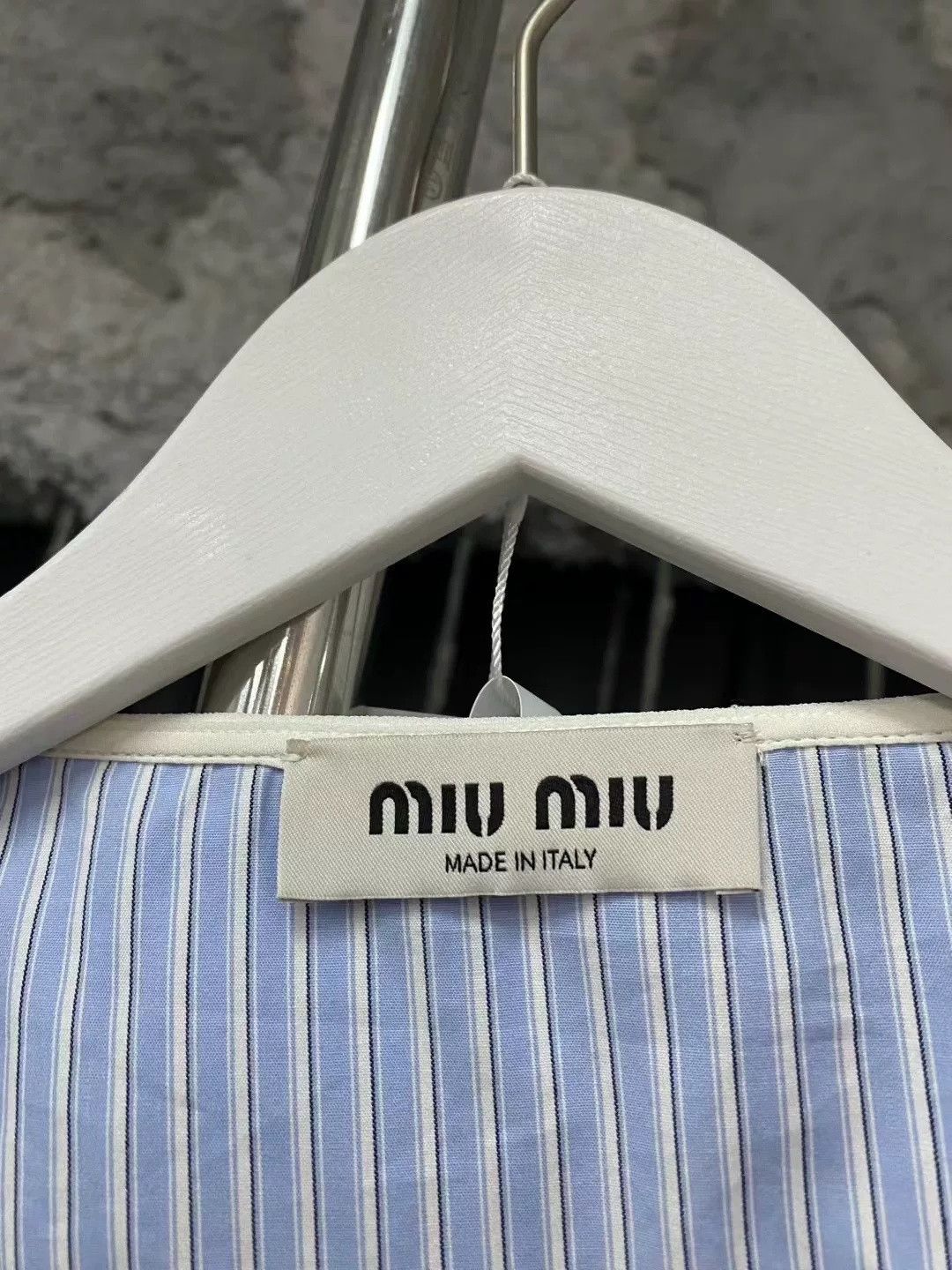 Miu Miu Miu Miu Blue White Stripe Doll Collar Shirt Size US 28 / EU 44 - 7 Thumbnail