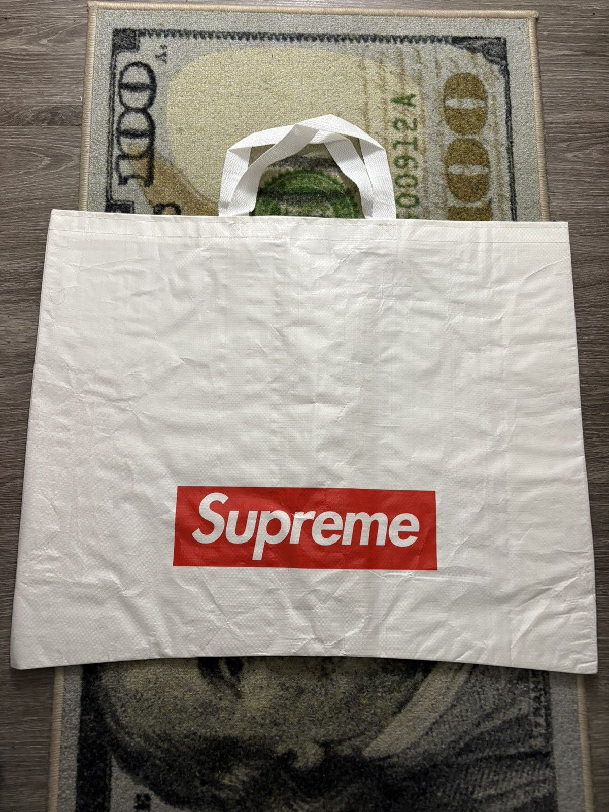 Supreme Reusable Woven Shopping Bag Large 25 x 21 x 6 Inches