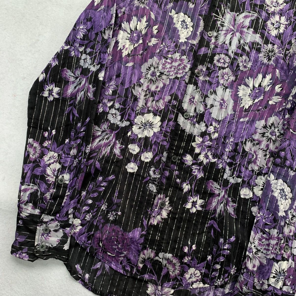BUFFALO BOBS 2000s Buffalo Bobs Glitter Striped Floral Button Up Shirt Size US M / EU 48-50 / 2 - 3 Thumbnail