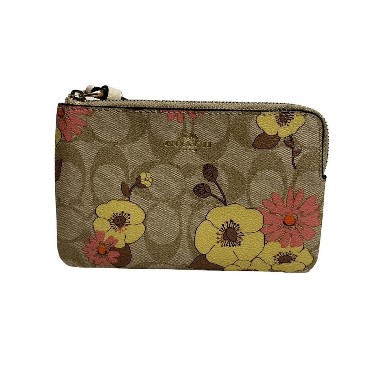 Coach Coach Corner Zip Wristlet In Signature Canvas With Floral Size ONE SIZE - 1 Thumbnail