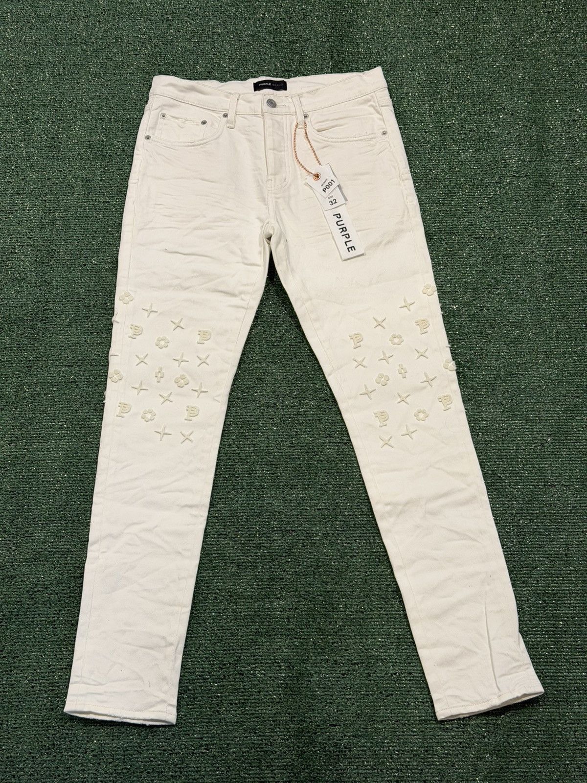 Purple Purple Brand White Monogram Jeans Size 32 Designer Denim Size US 32 / EU 48 - 2 Thumbnail
