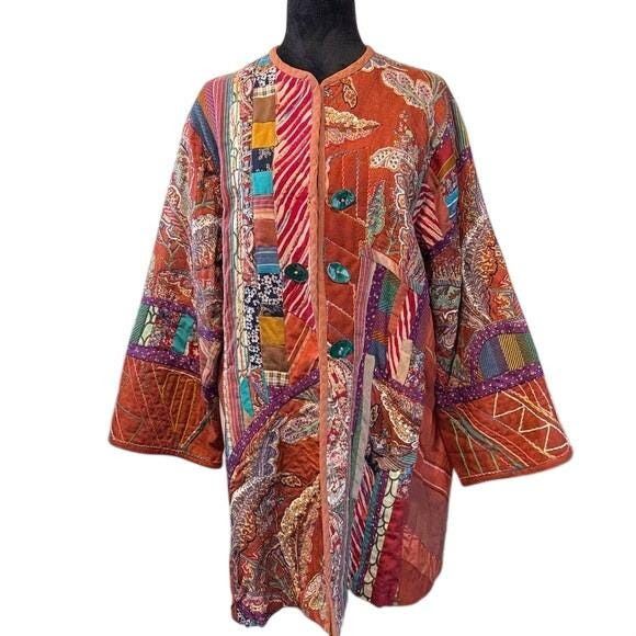 Other Handmade Patchwork Kimono Jacket Women Bright Multicolor OS Size ONE SIZE - 1 Thumbnail