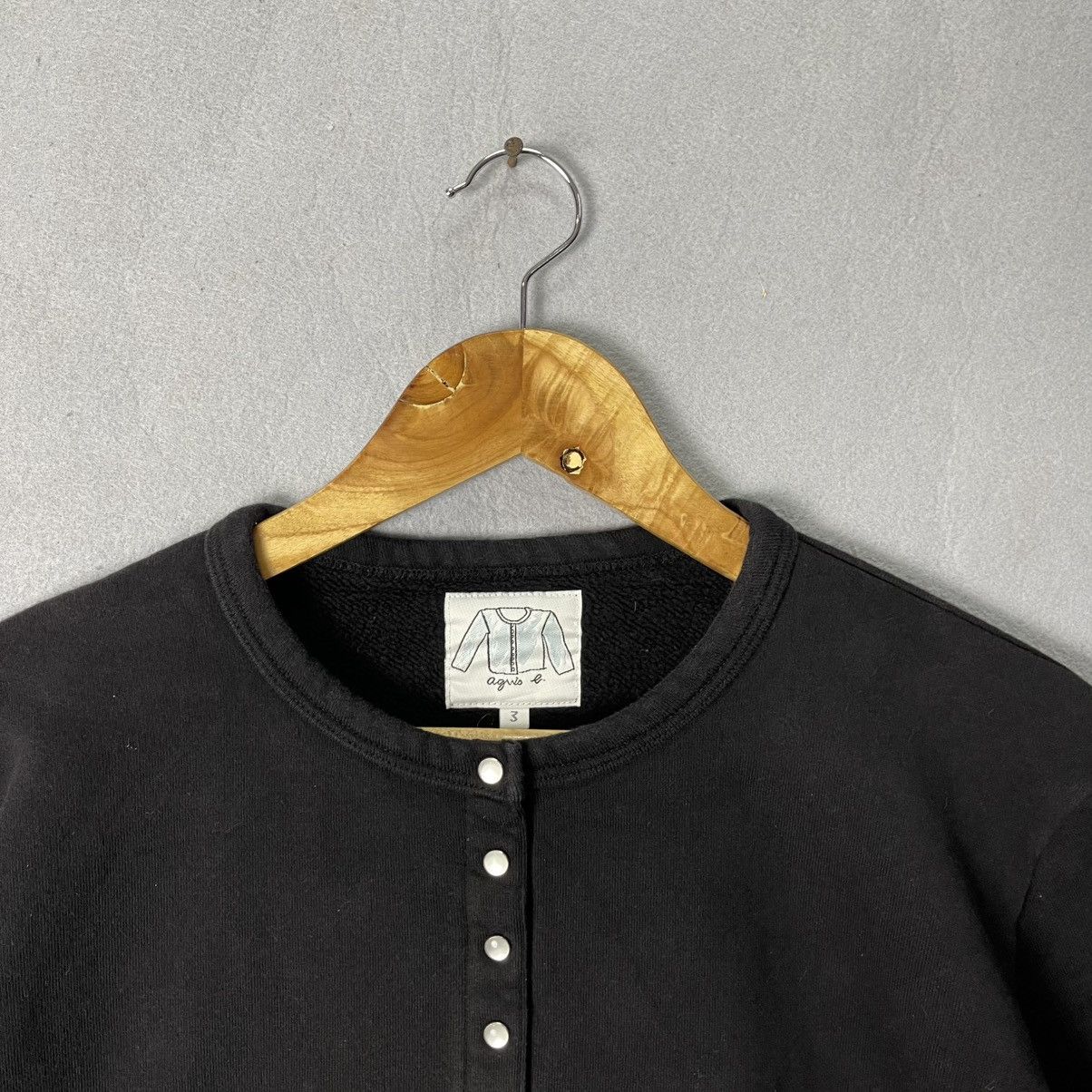 agnes b. Vintage Agnes b. Snap Button Cropped Cardigan Jacket Black Size M / US 6-8 / IT 42-44 - 2 Thumbnail