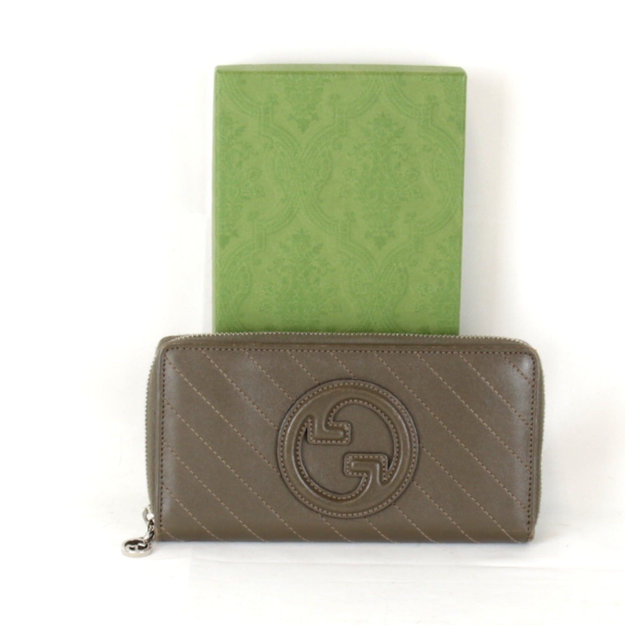 GUCCI Blondie Round Zip Wallet 760312/496334, Brown Leather, Women\'s