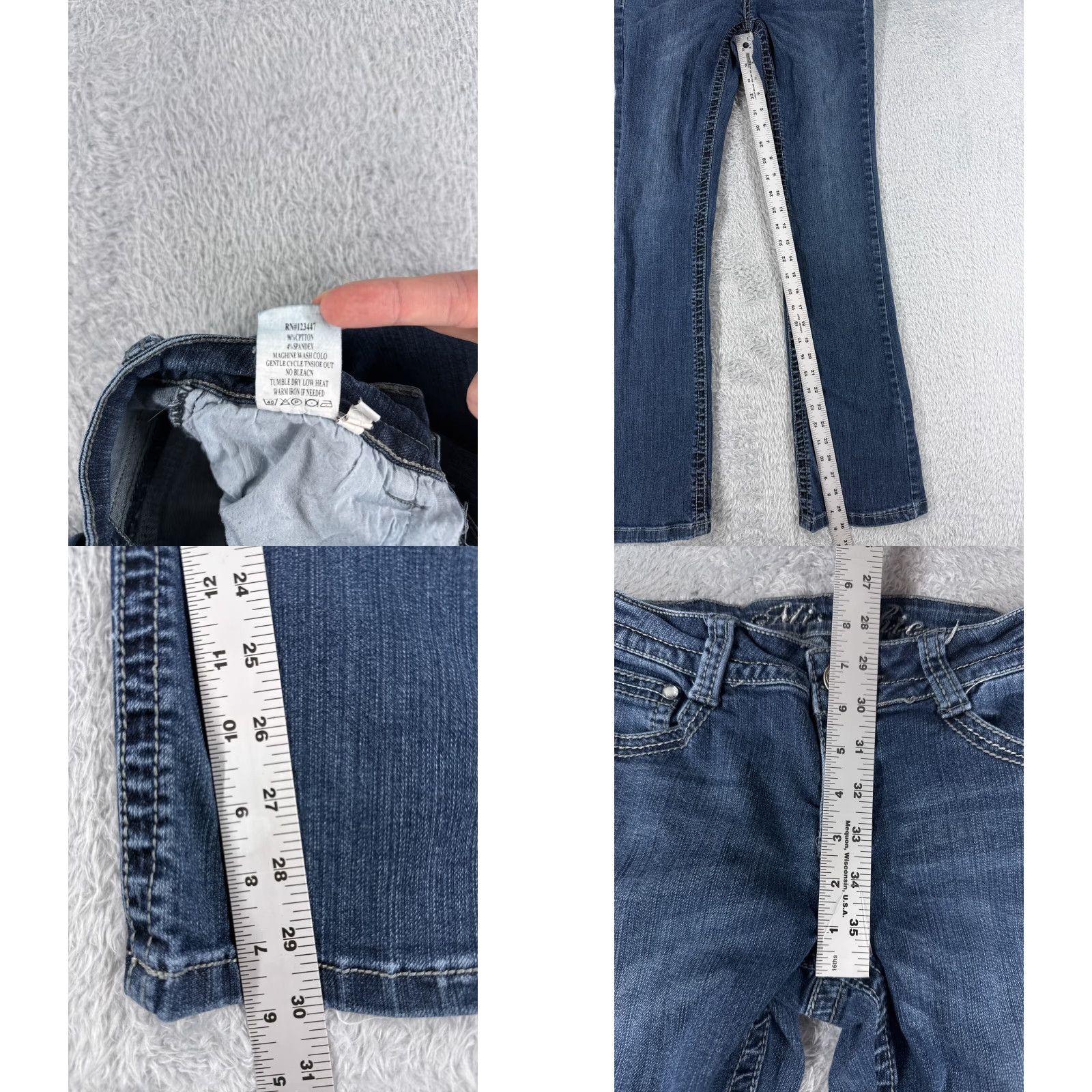 Vintage miss chic Jeans Women Bootcut Denim Blue 30x30 Pocket 5-Pocket Embellished Rhinestone Embroidered Mid Rise 30 Inseam Regular Stretch Size 36" / US 14 / IT 50 - 8 Thumbnail