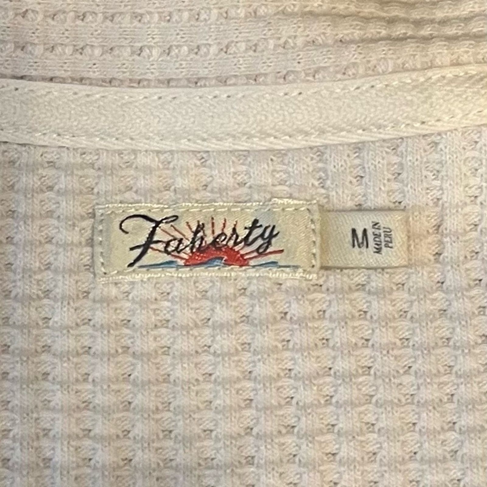 Faherty Faherty Long Sleeve Cream Colored Button-Up Cardigan, size M Size M / US 6-8 / IT 42-44 - 2 Thumbnail