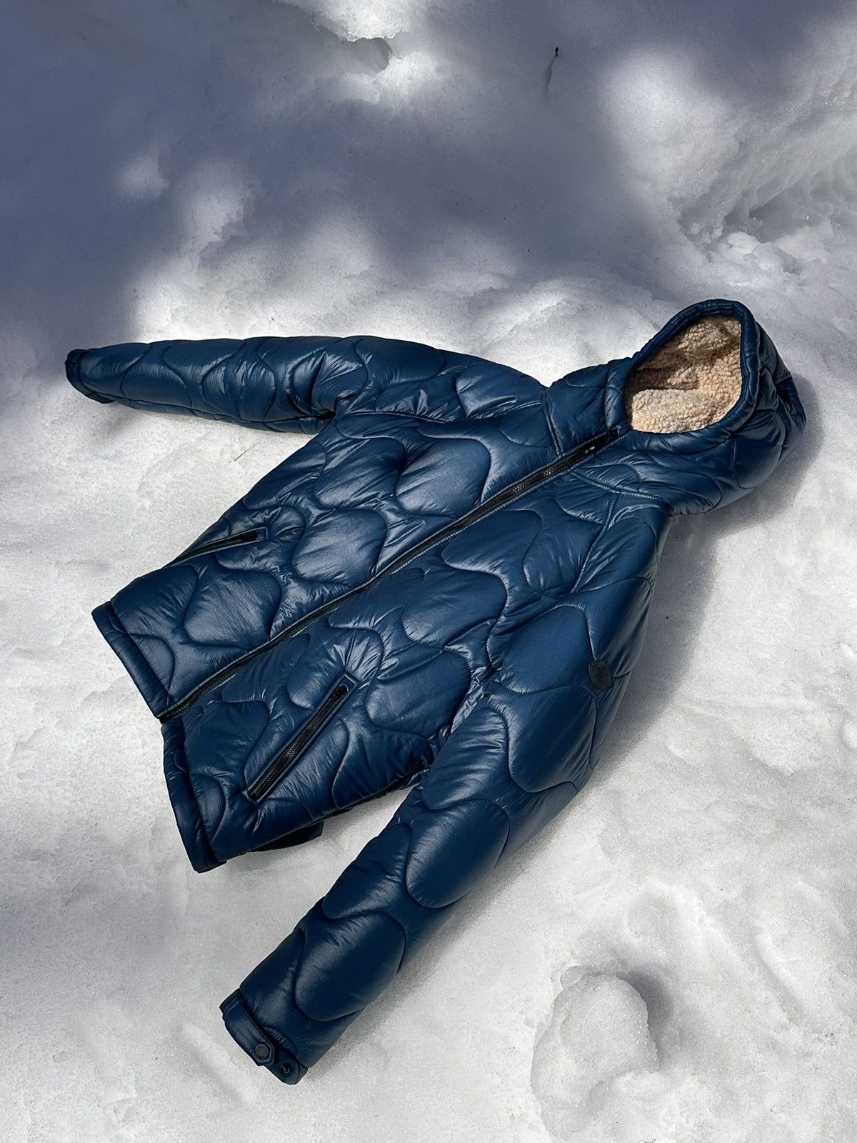 image of District Vision Insulated Hooded Jacket ‘Dusk’ in Blue, Men's (Size Small)
