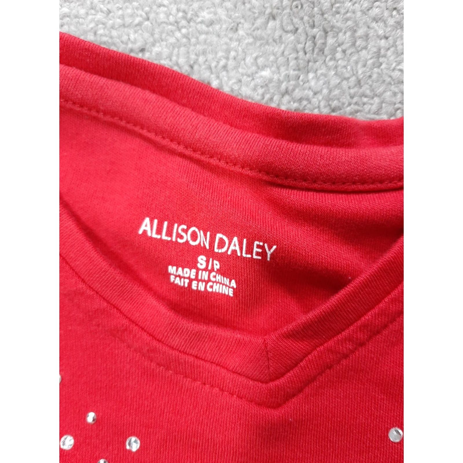 Vintage Allison Daley Womens S Short Sleeve Top Red Embellished Shirt Shirt Size S / US 4 / IT 40 - 3 Thumbnail