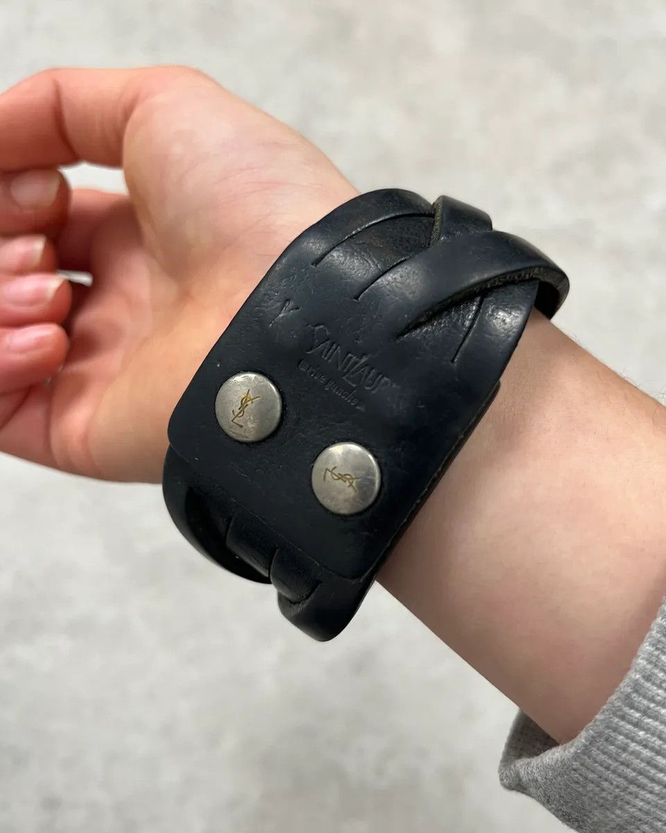 Yves Saint Laurent Yves Saint Laurent Black Leather Wrap Bracelet Size ONE SIZE - 4 Thumbnail