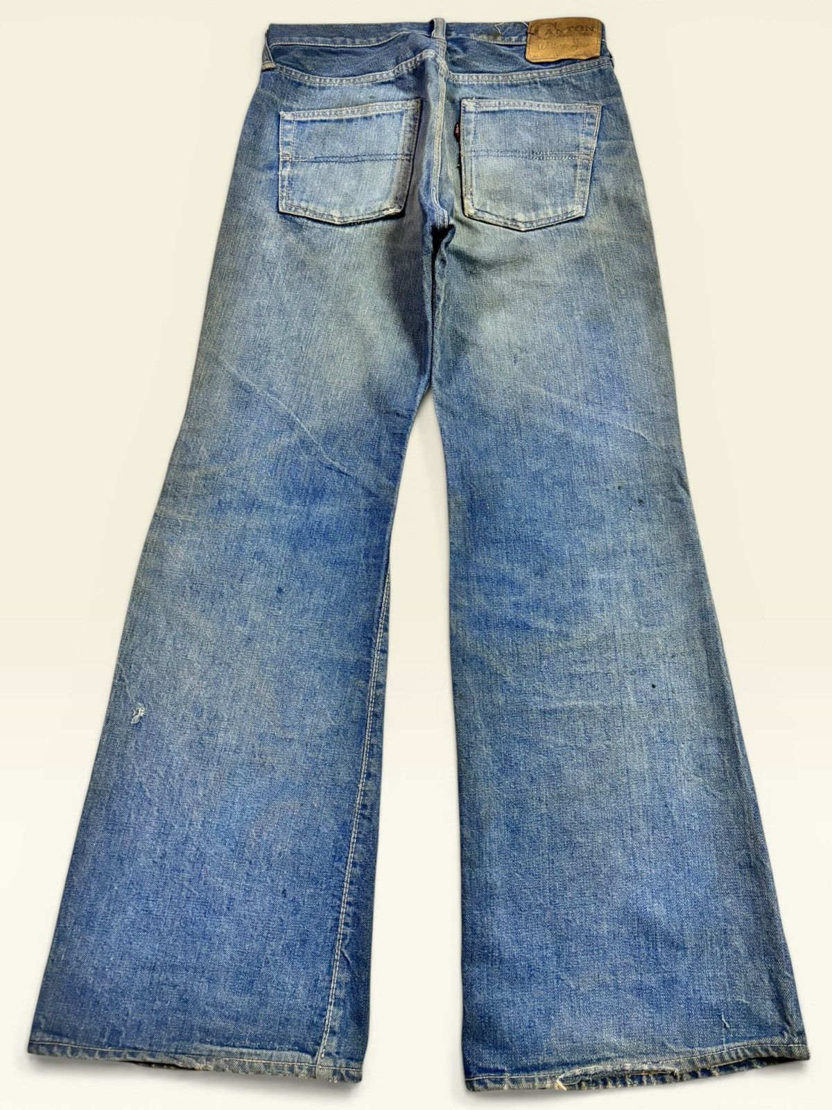 Japanese Brand Vtg 80s Canton Blue Washed Faded Sick Flared Jeans Size US 30 / EU 46 - 2 Thumbnail