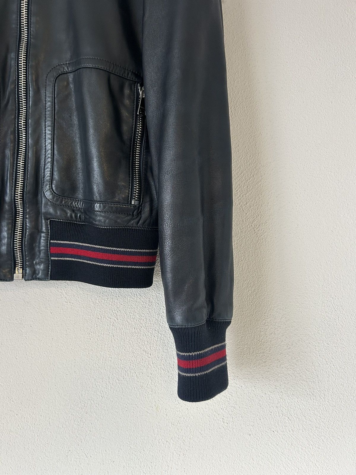 Gucci Gucci Black Lambskin Leather Bomber Jacket - Size IT 46 Size US S / EU 44-46 / 1 - 7 Thumbnail
