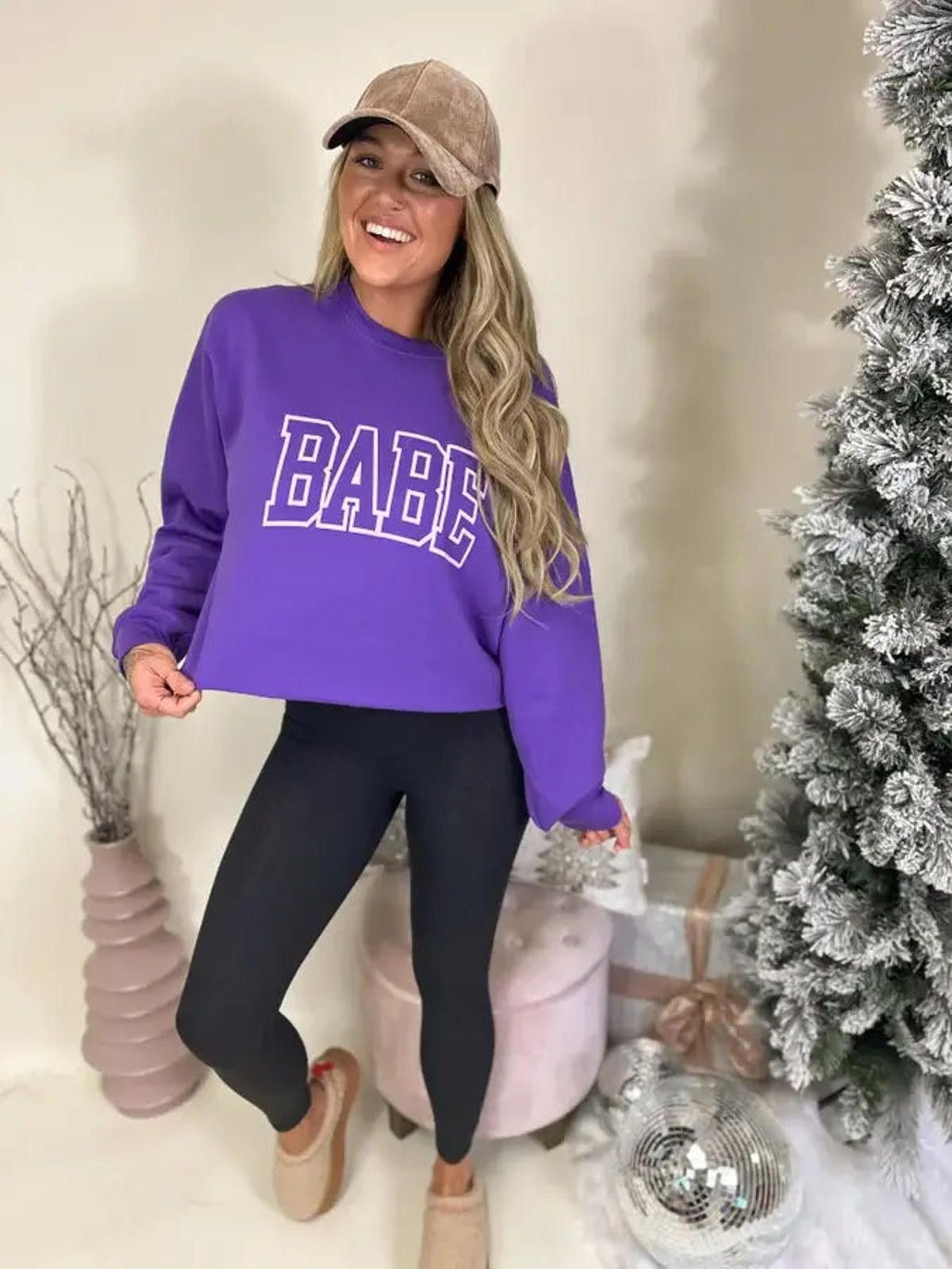 Bad Birdie Babe Purple Cropped Puff Graphic Crewneck Size S / US 4 / IT 40 - 2 Thumbnail