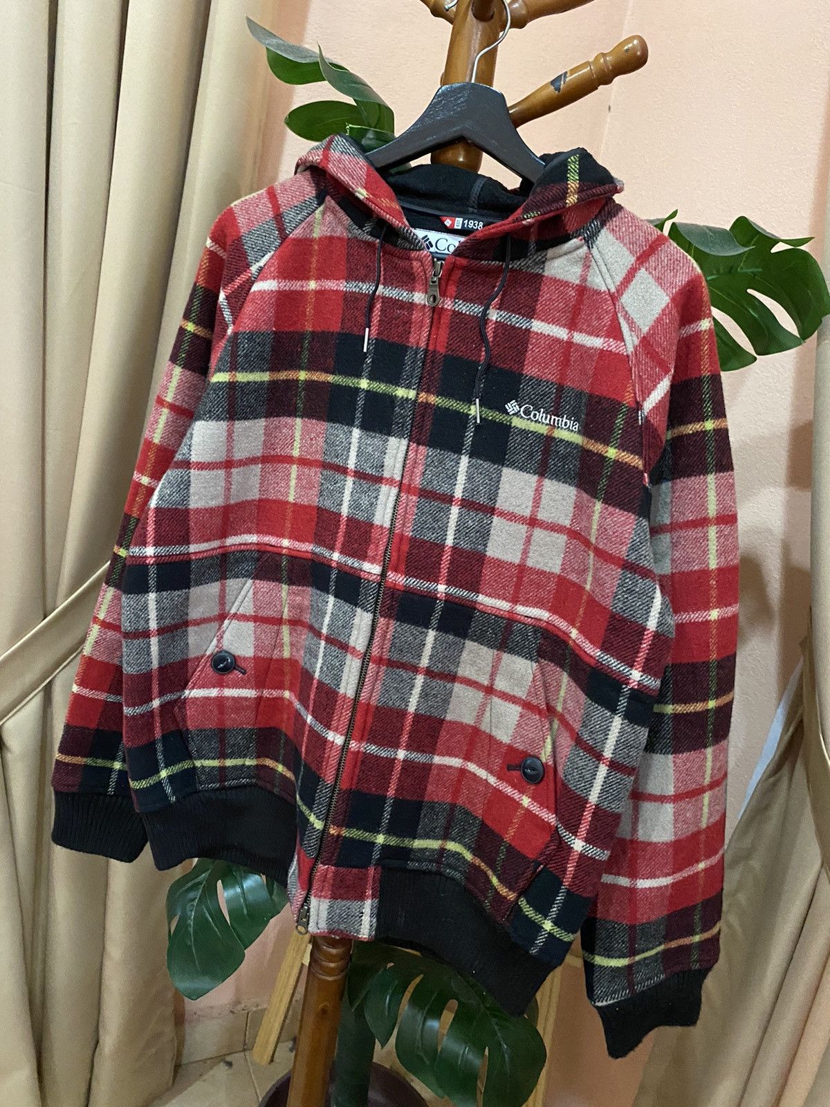 Columbia Columbia Sportswear Red Plaid Wool Blend Hoodie Jacket Size US M / EU 48-50 / 2 - 2 Thumbnail